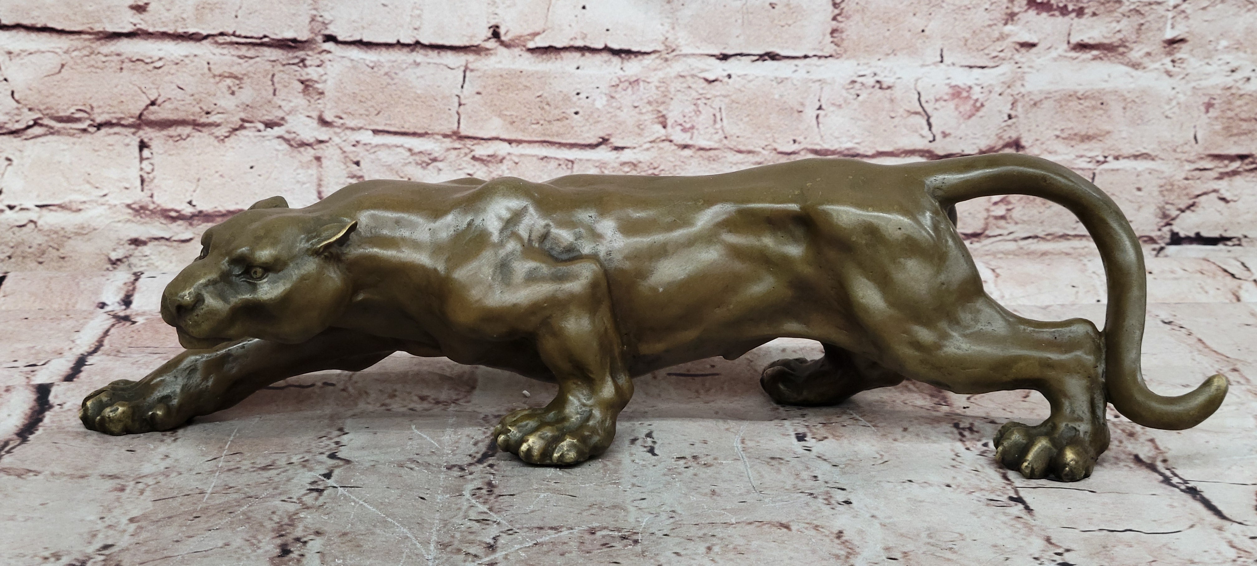 Jaguar Panther Leopard Cougar Mountain Lion Bronze Hot Cast Statue Figurine
