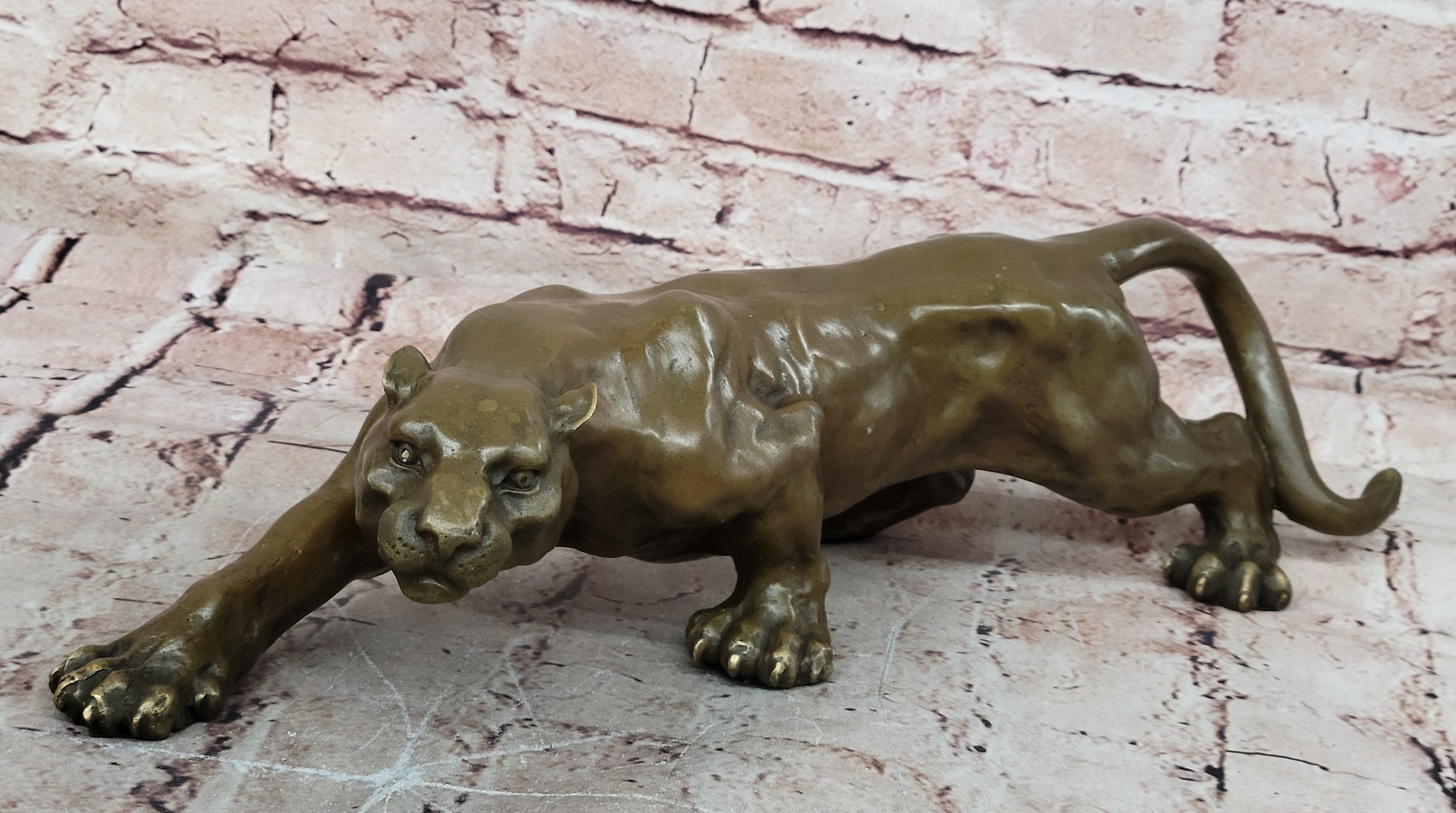Jaguar Panther Leopard Cougar Mountain Lion Bronze Hot Cast Statue Figurine