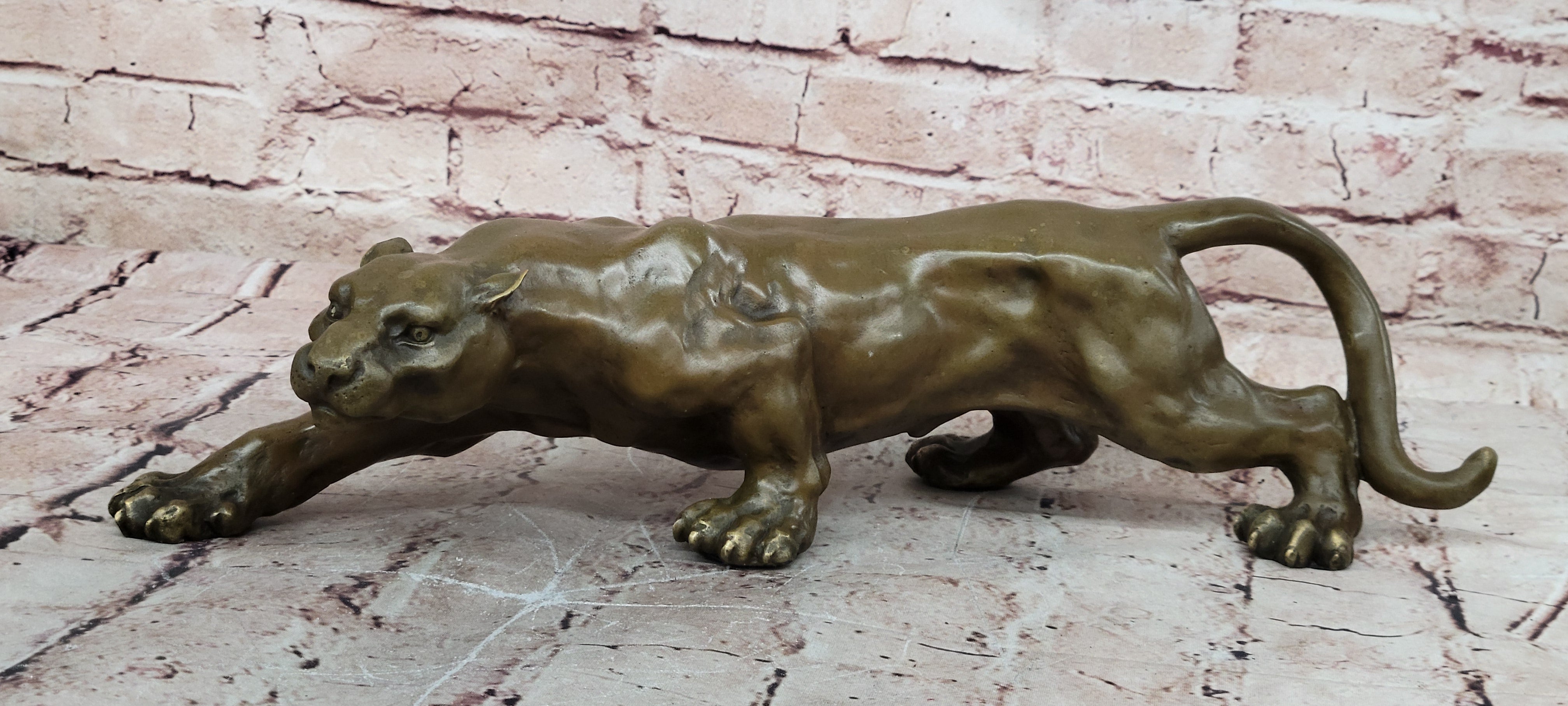 Jaguar Panther Leopard Cougar Mountain Lion Bronze Hot Cast Statue Figurine