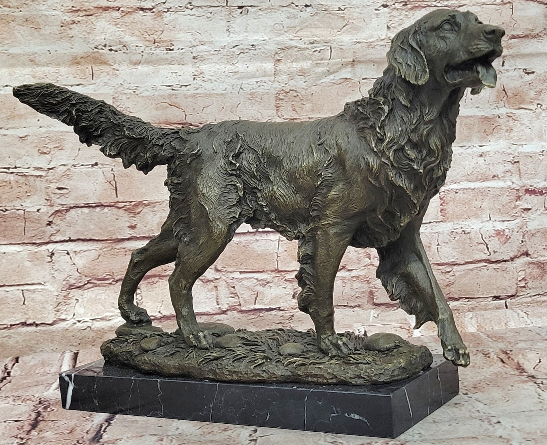 BRONZE GOLDEN/LABRADOR RETRIEVER STATUE/SCULPTURE EXCEPTIONALLY FINE ARTWORK