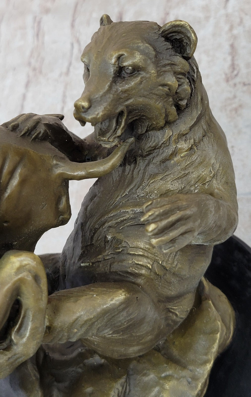 Handcrafted bronze sculpture SALE Cast Bear Vs. Bull - Street Wall Home Decor