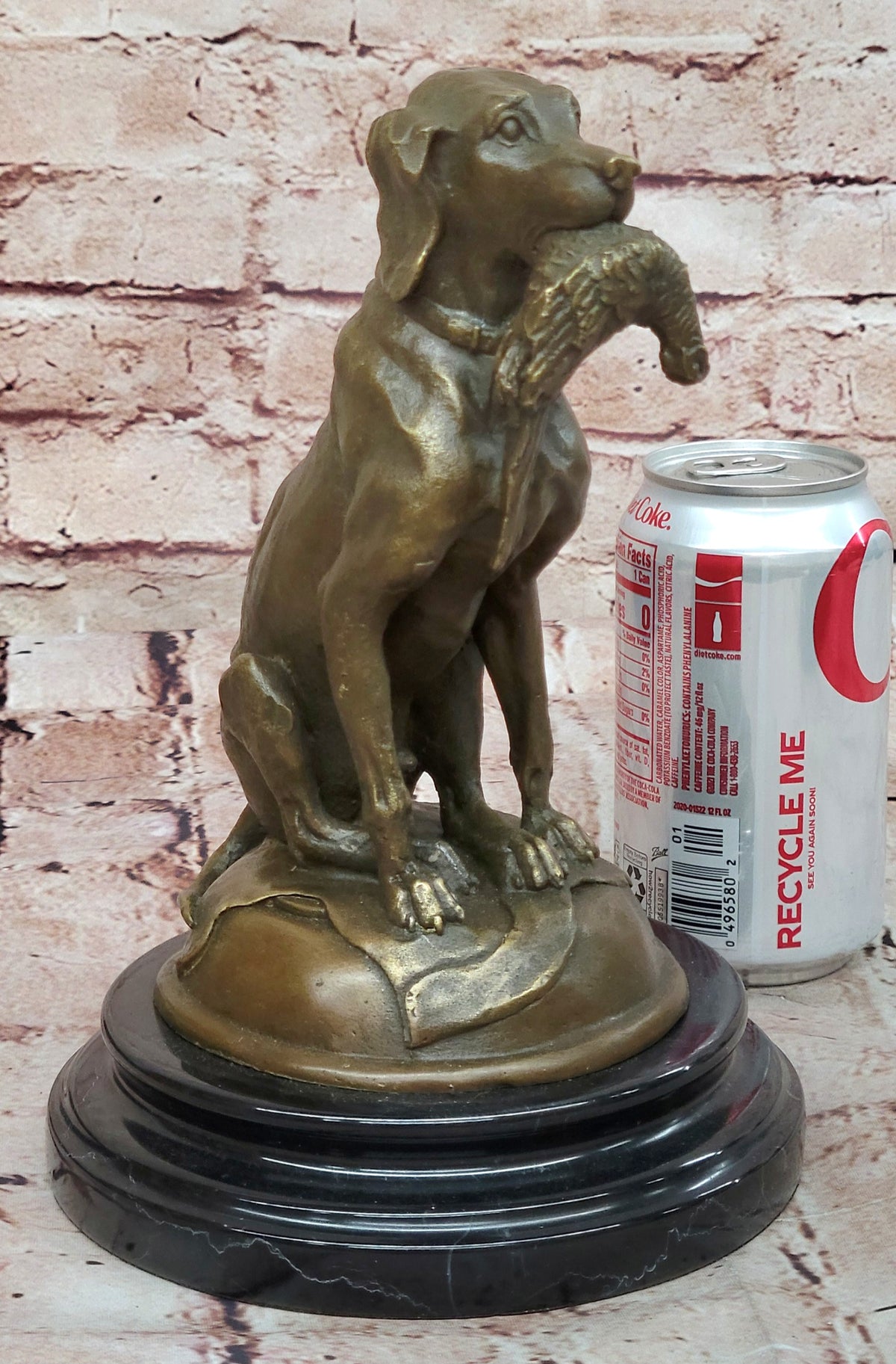 Golden Retriever Bird Bronze Statue Show Hunting Sporting Dog Duck Sculpture Art