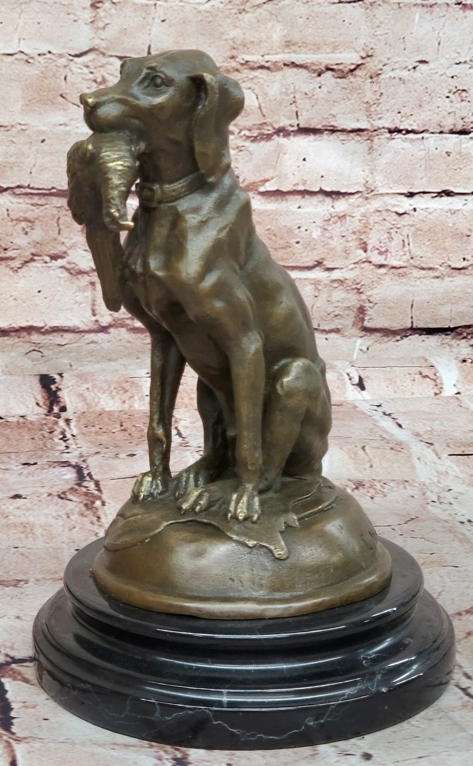 Golden Retriever Bird Bronze Statue Show Hunting Sporting Dog Duck Sculpture Art