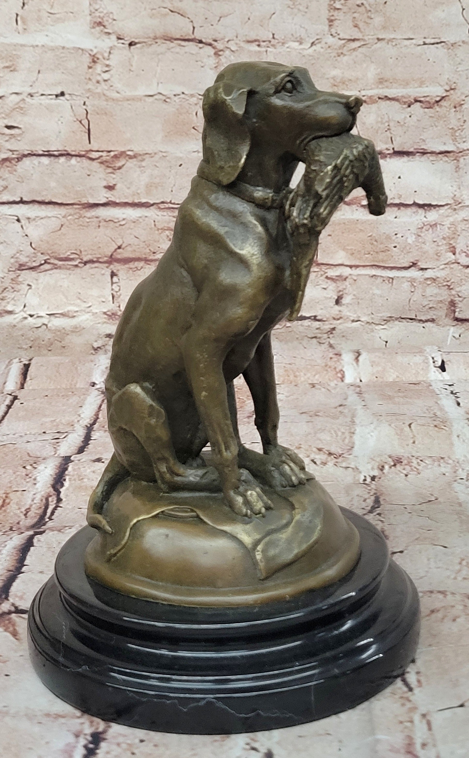 Golden Retriever Bird Bronze Statue Show Hunting Sporting Dog Duck Sculpture Art