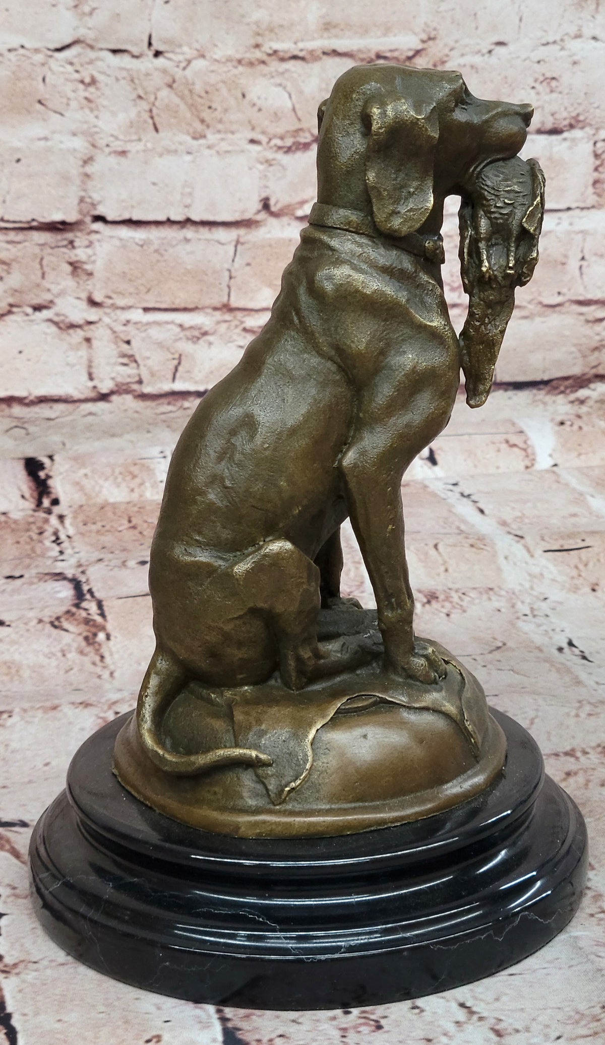 Golden Retriever Bird Bronze Statue Show Hunting Sporting Dog Duck Sculpture Art