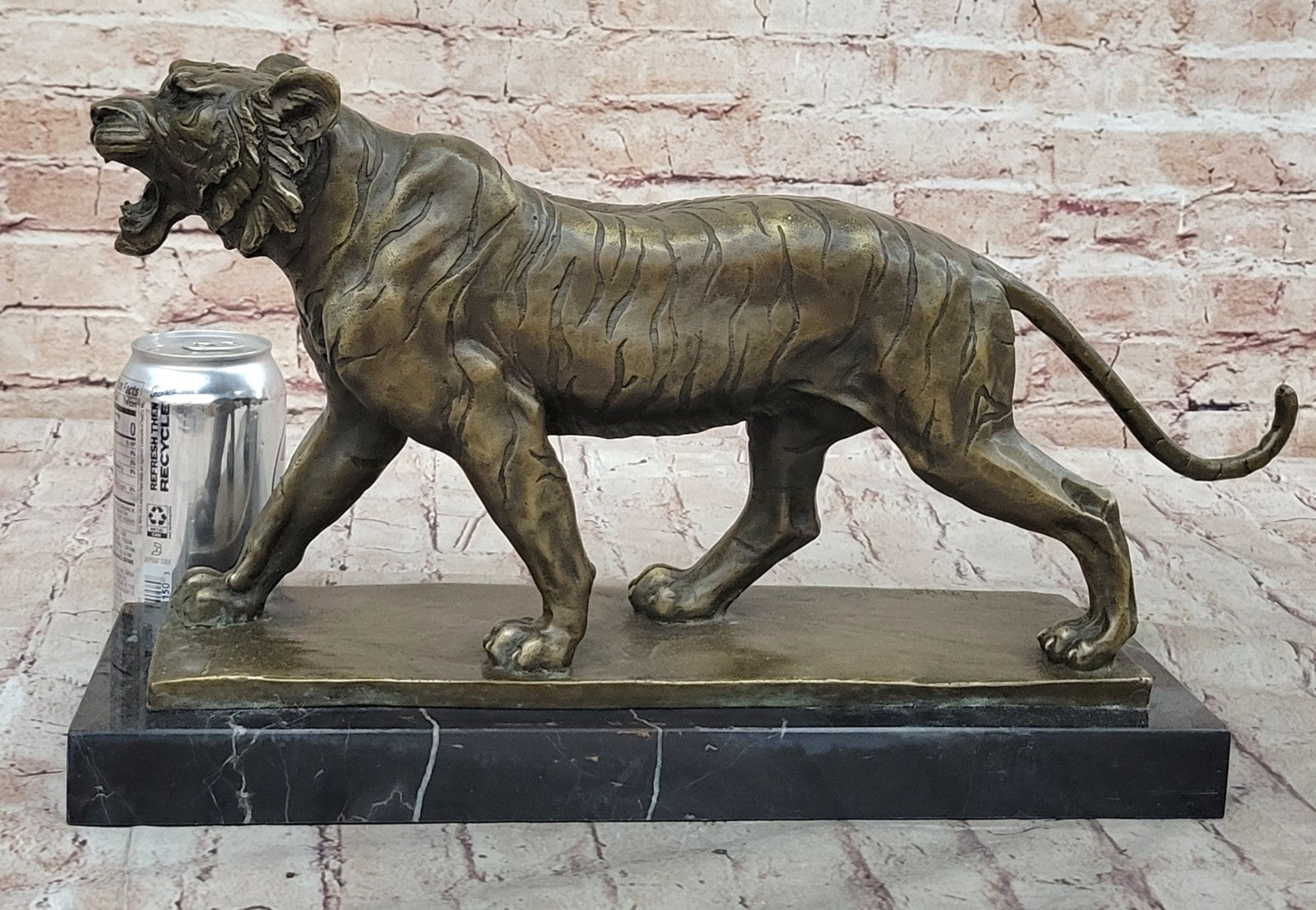 BRONZE WALKING TIGER AFTER ANTOINE-LOUIS BARYE BY LOST WAX METHOD FIGURINE