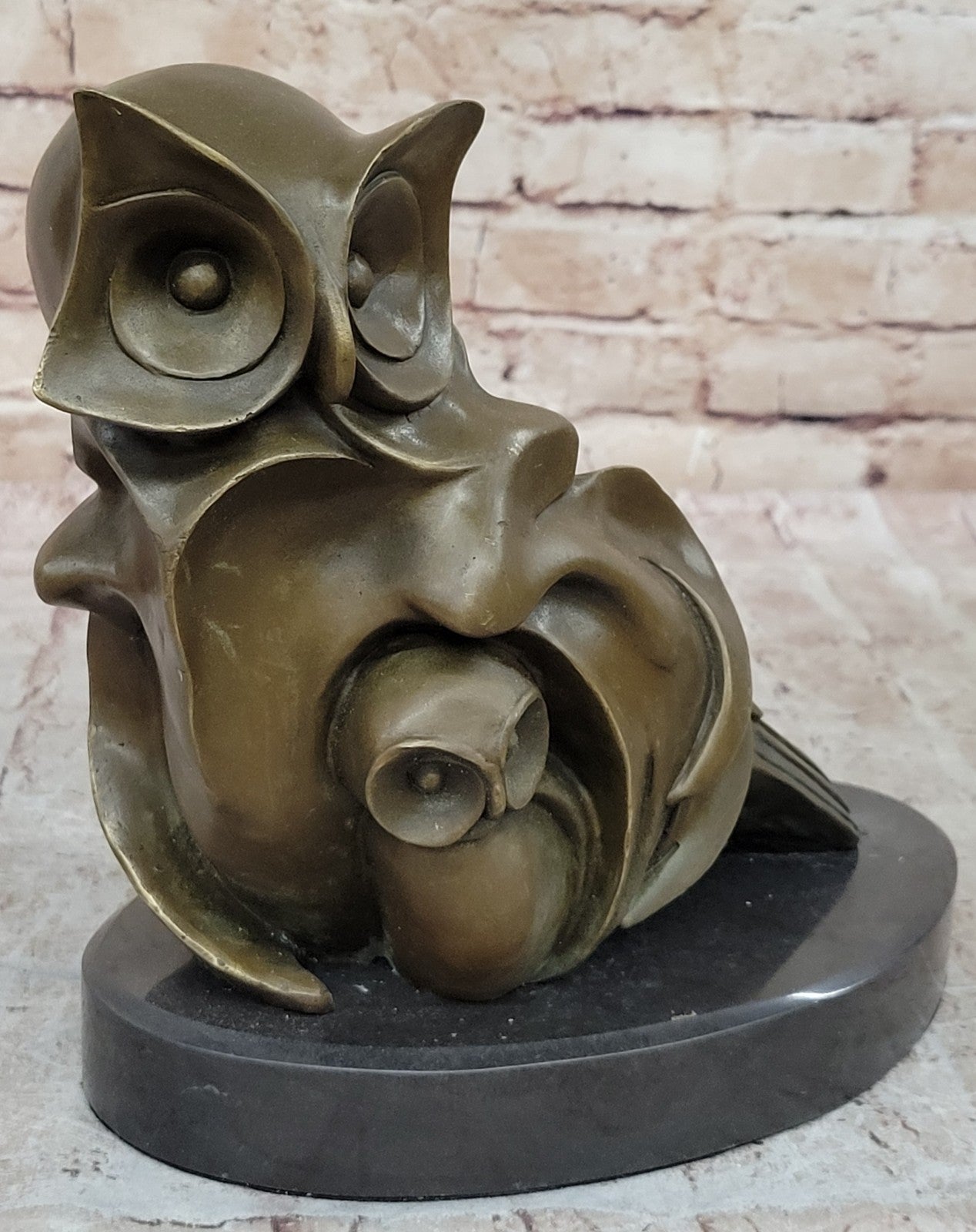 Salvador Dali Tribute Abstract Modern Art Owl Bronze Sculpture Marble Decoration
