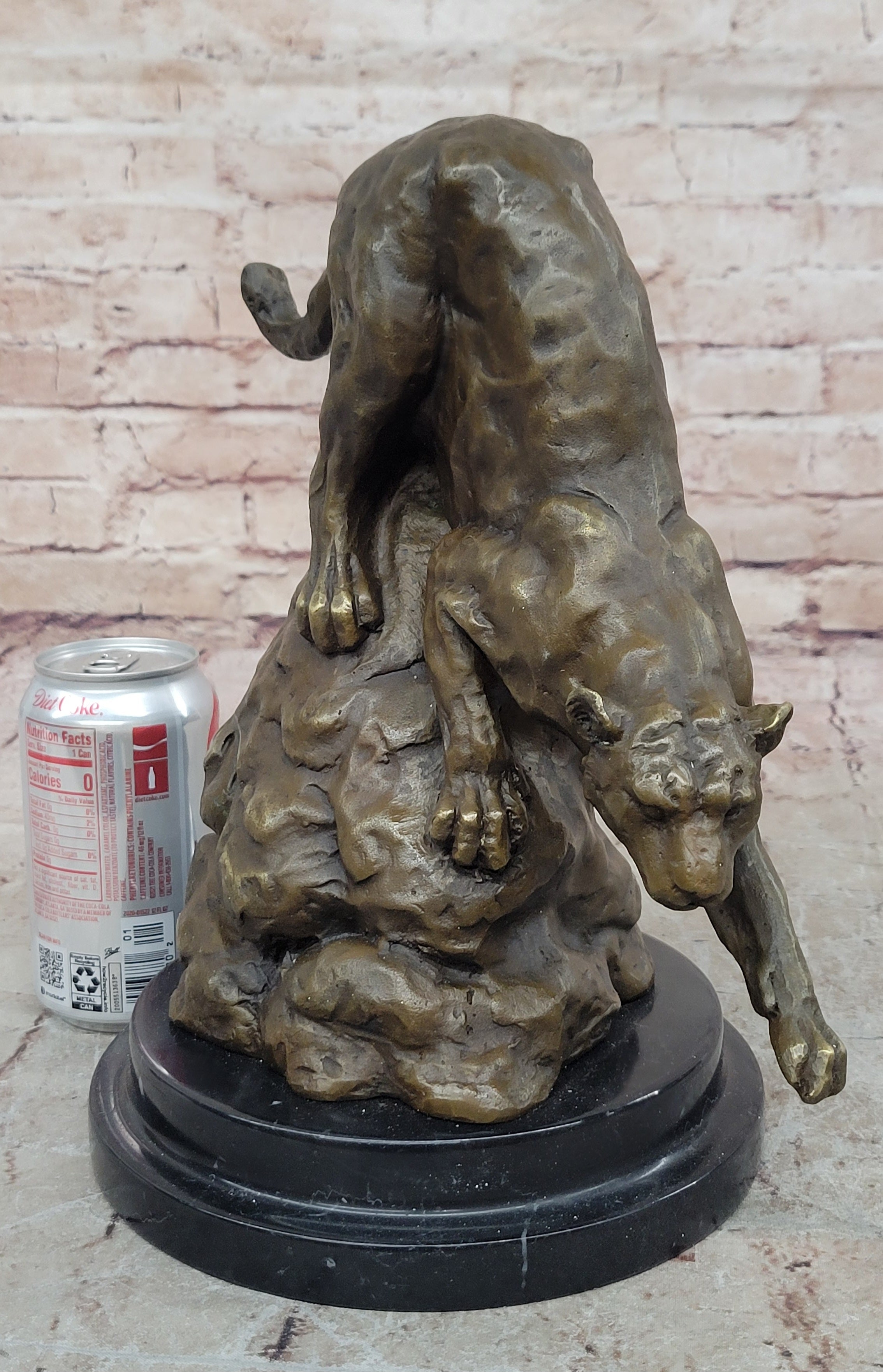 Handcrafted Wildlife Animal Jaguar Cougar Bronze Museum Quality Artwork Figure