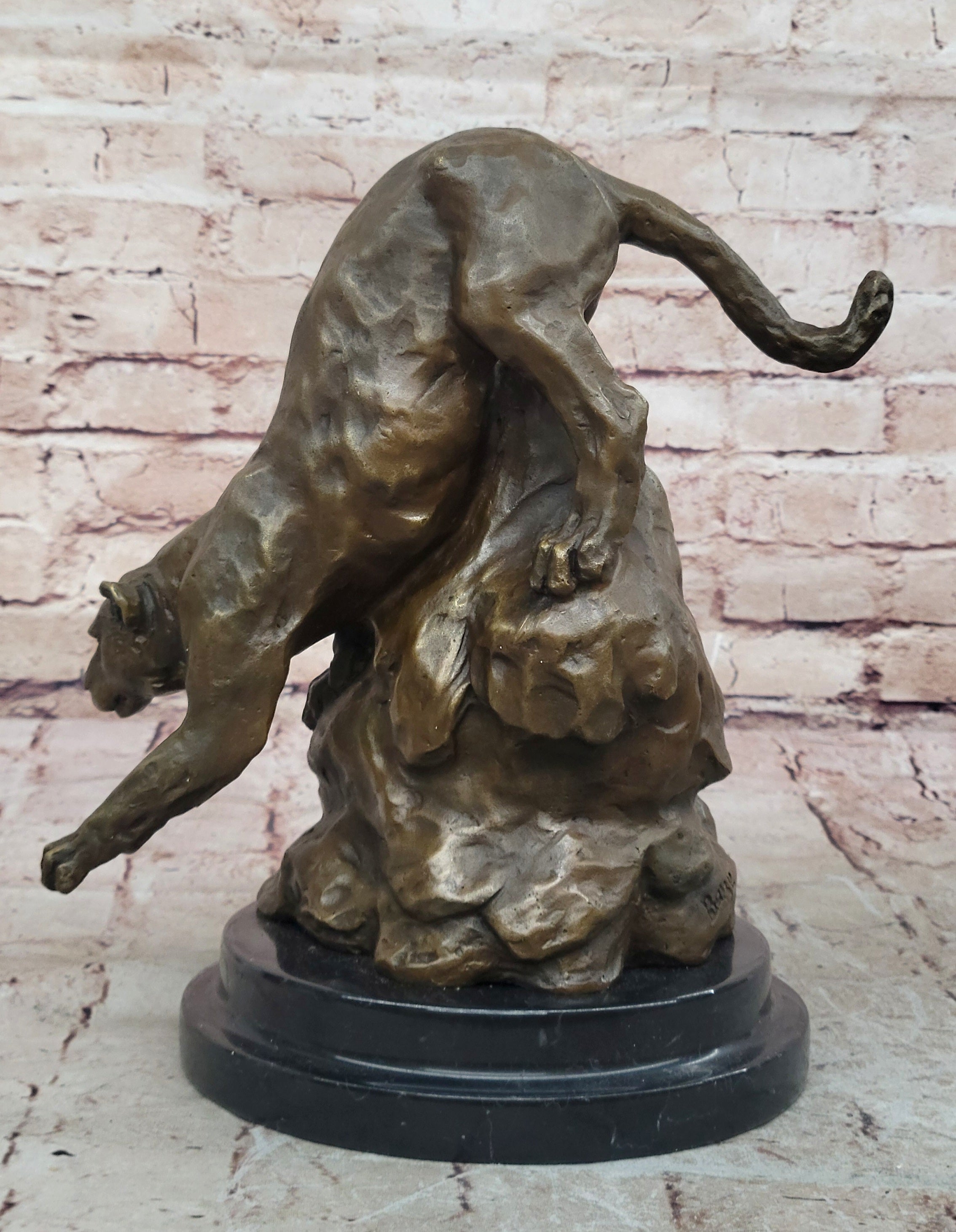 Handcrafted Wildlife Animal Jaguar Cougar Bronze Museum Quality Artwork Figure