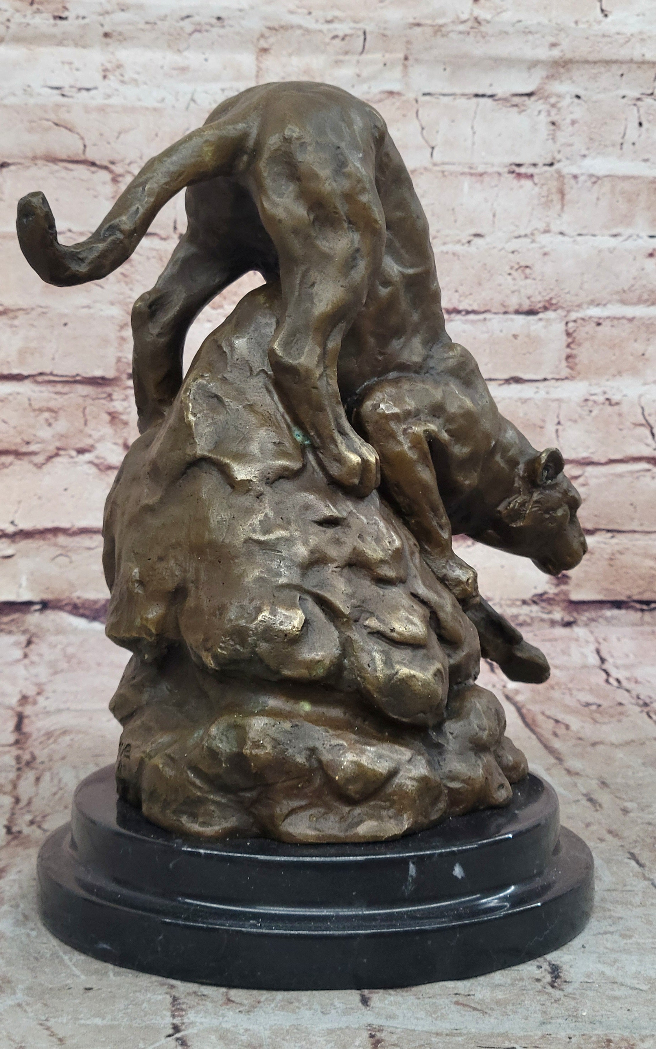 Handcrafted Wildlife Animal Jaguar Cougar Bronze Museum Quality Artwork Figure