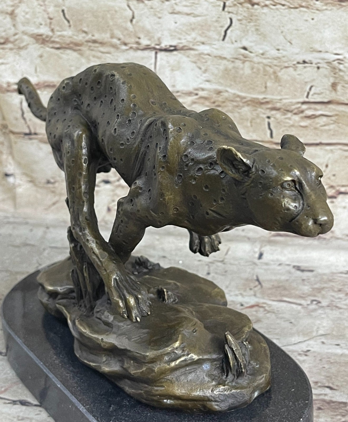 Handcrafted bronze sculpture SALE Cougar Art Lost Wax Method Artwork Sale