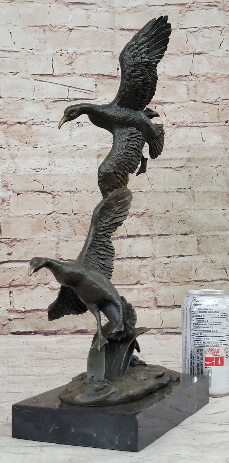 Sculpture Collectible Bronze Deco Animal Ducks in Flight Wildlife Cabin Hunter