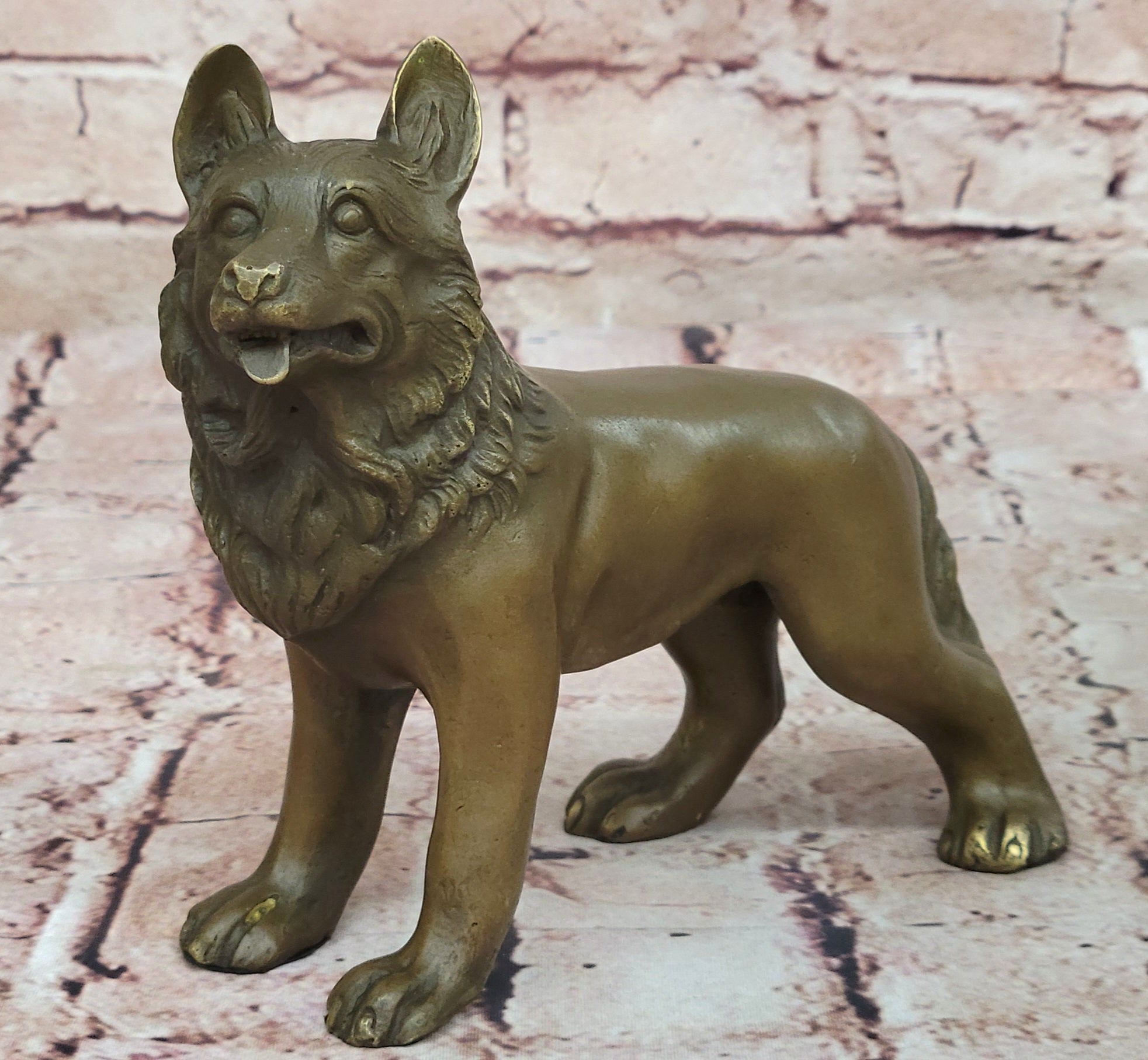 Bronze Sheppard Dog Statue Casting Dogs German Breeds Sculpture Garden Art