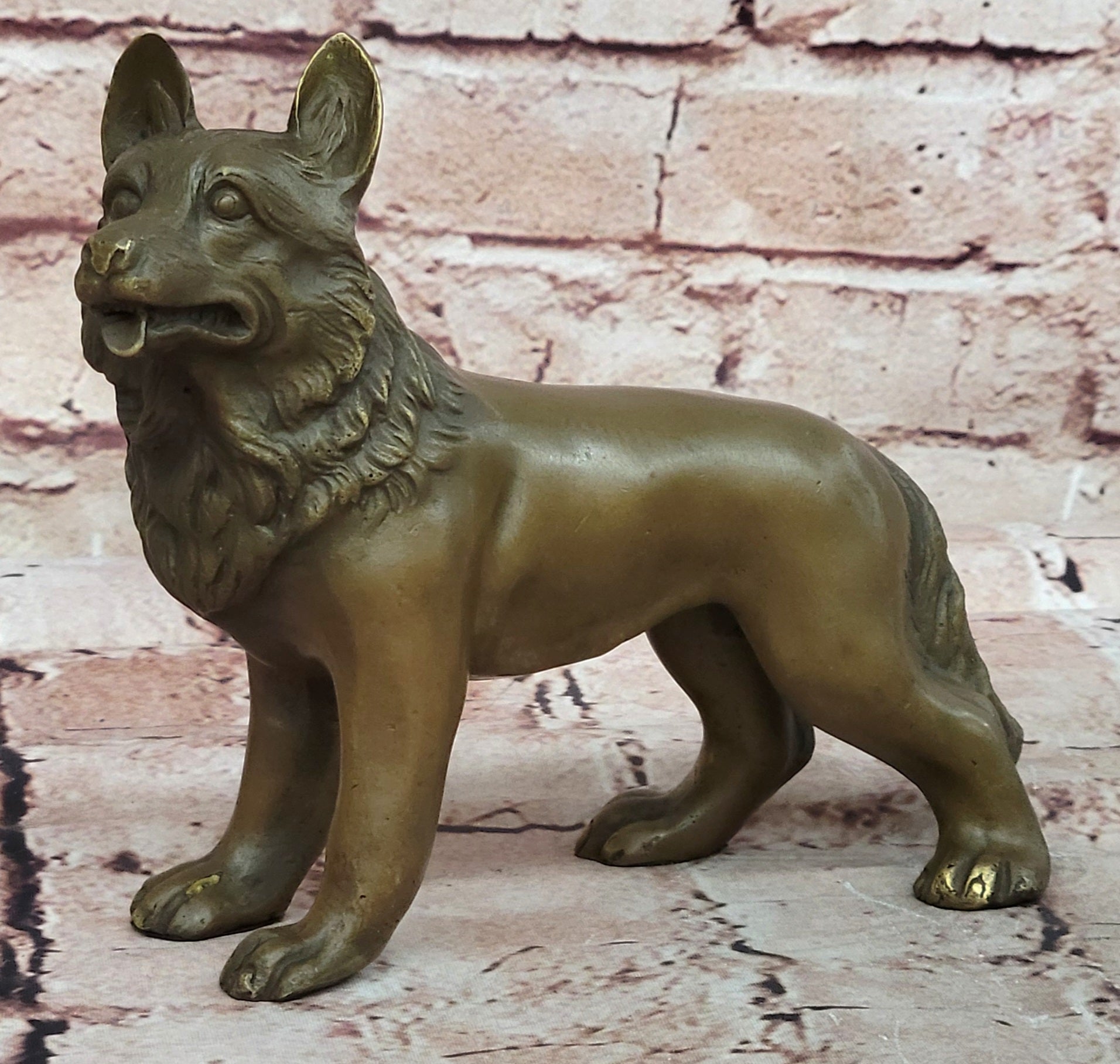 Bronze Sheppard Dog Statue Casting Dogs German Breeds Sculpture Garden Art