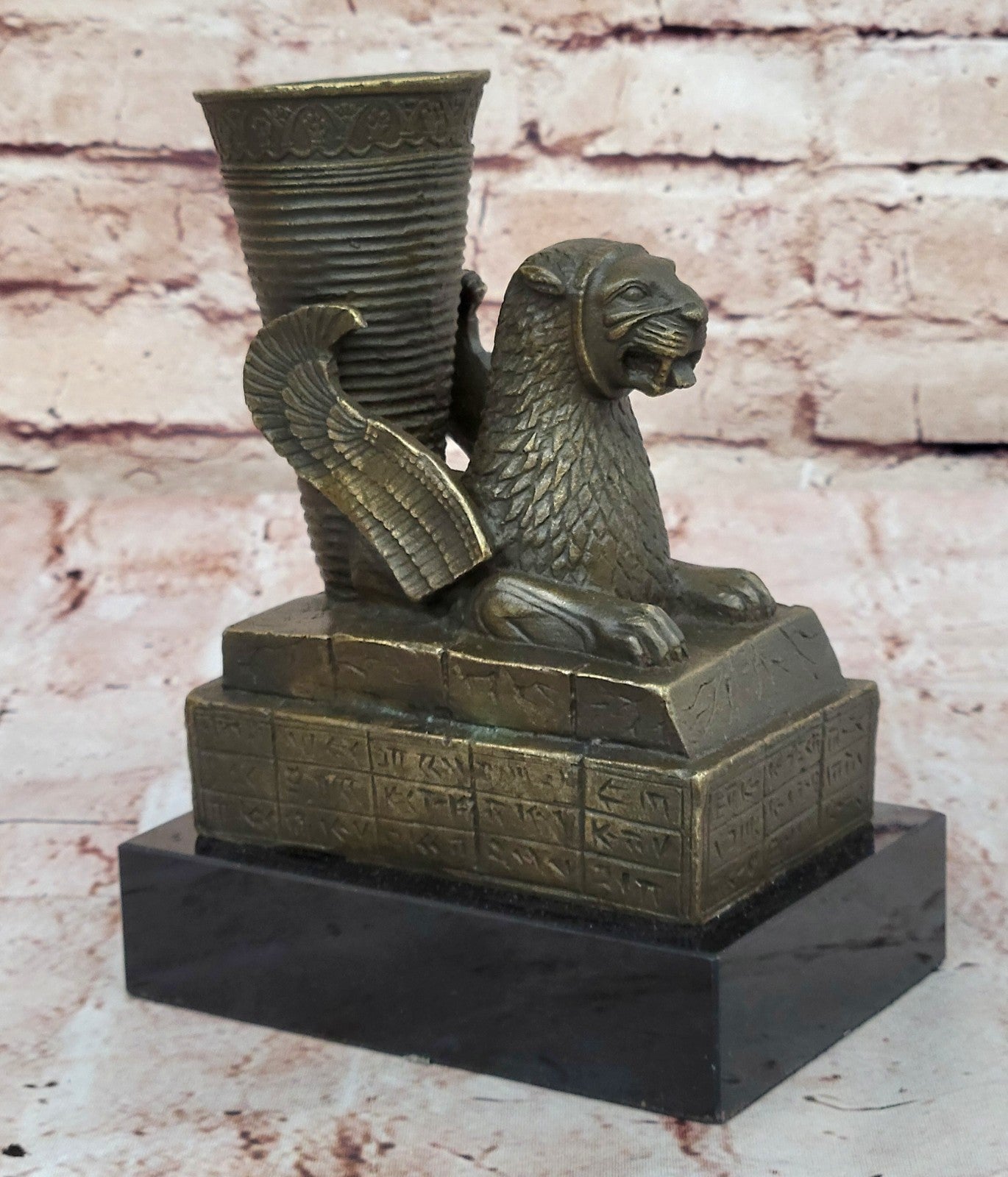 Signed Original Artwork Ornament Persepolis Statue model Candlestick Bronze Decor