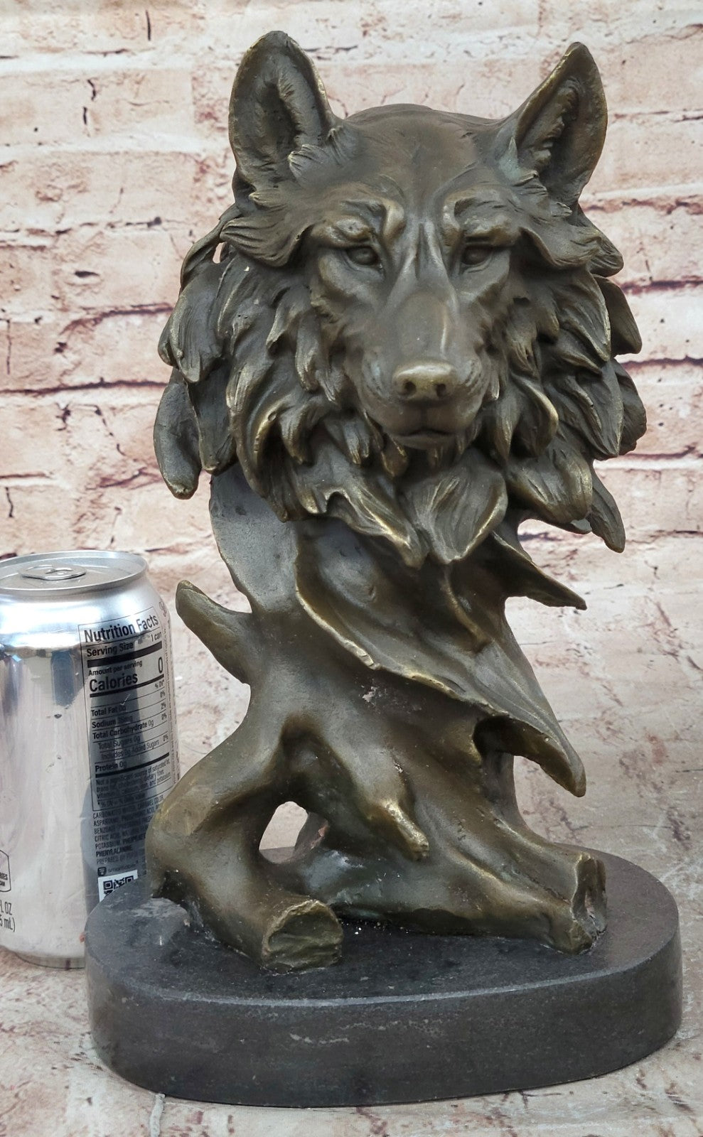 Bronze Sculpture, Hand Made Statue Animal "Wolf Howling At The Moon Figurine Art