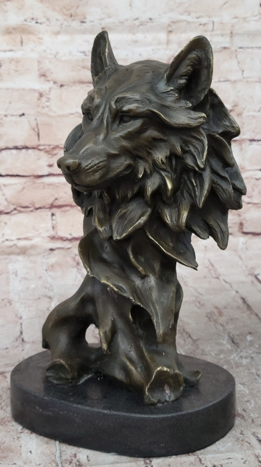 Bronze Sculpture, Hand Made Statue Animal "Wolf Howling At The Moon Figurine Art