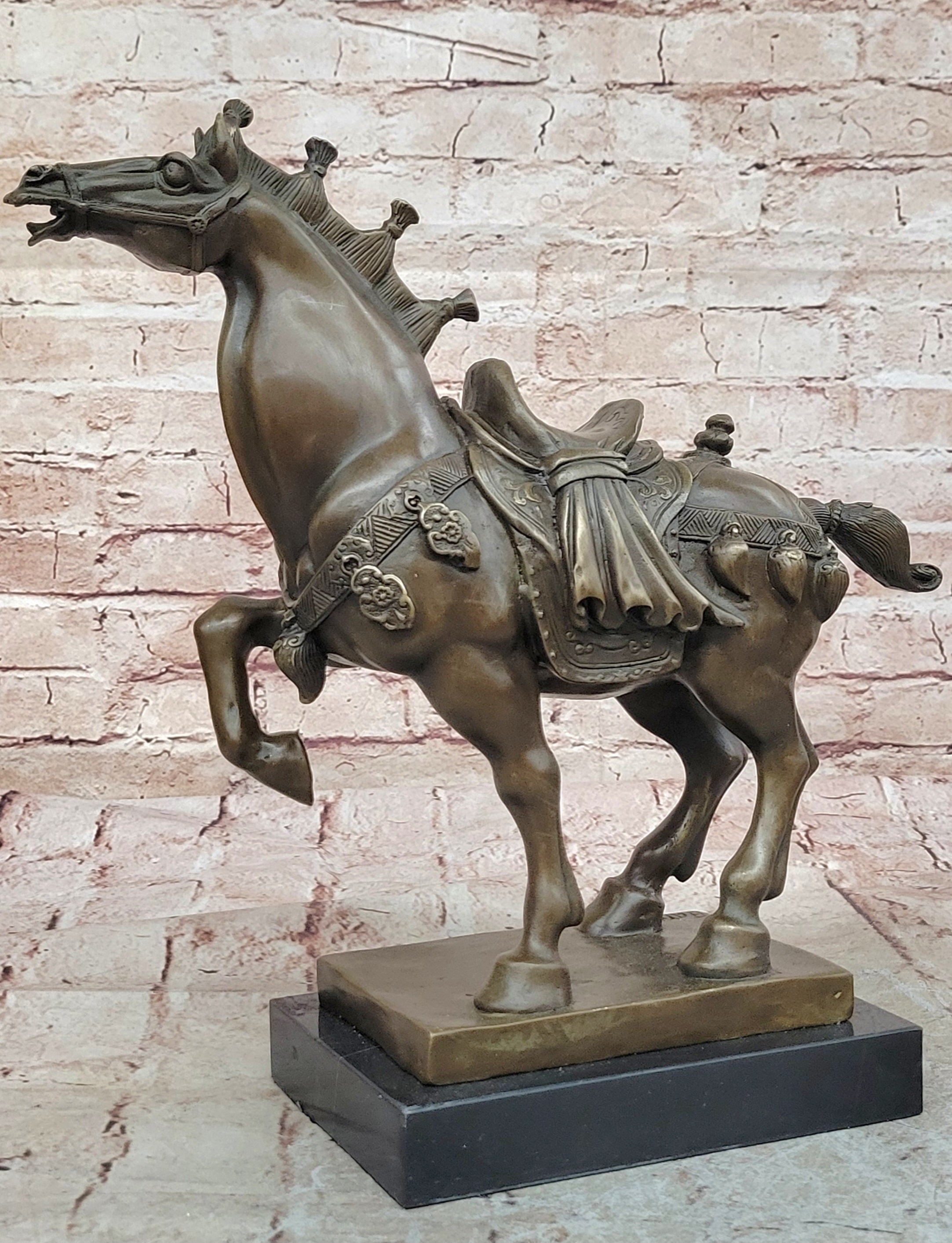 Antiquity Chinese 100% Bronze Ware Dynasty Tang War Horse Success Statue Sale