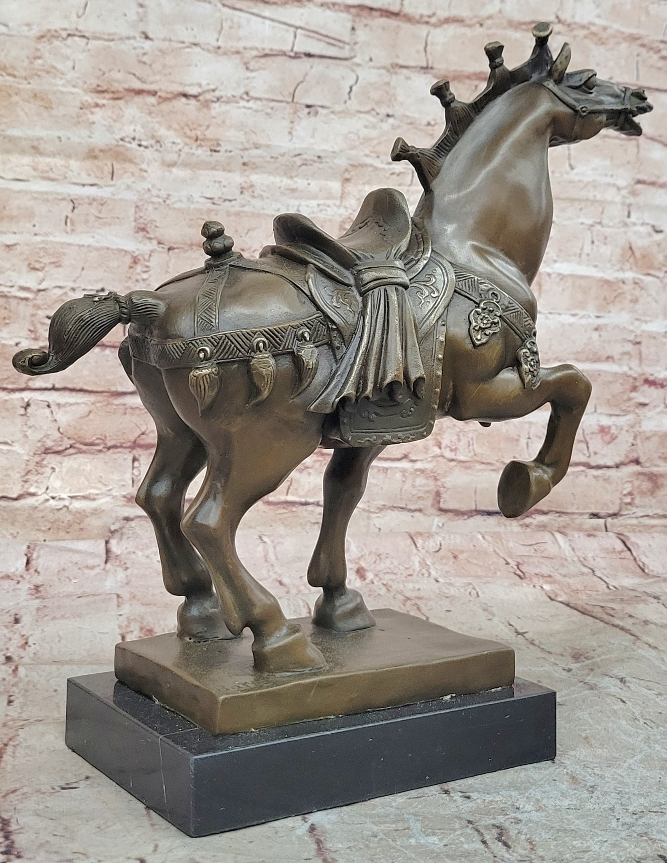 Antiquity Chinese 100% Bronze Ware Dynasty Tang War Horse Success Statue Sale