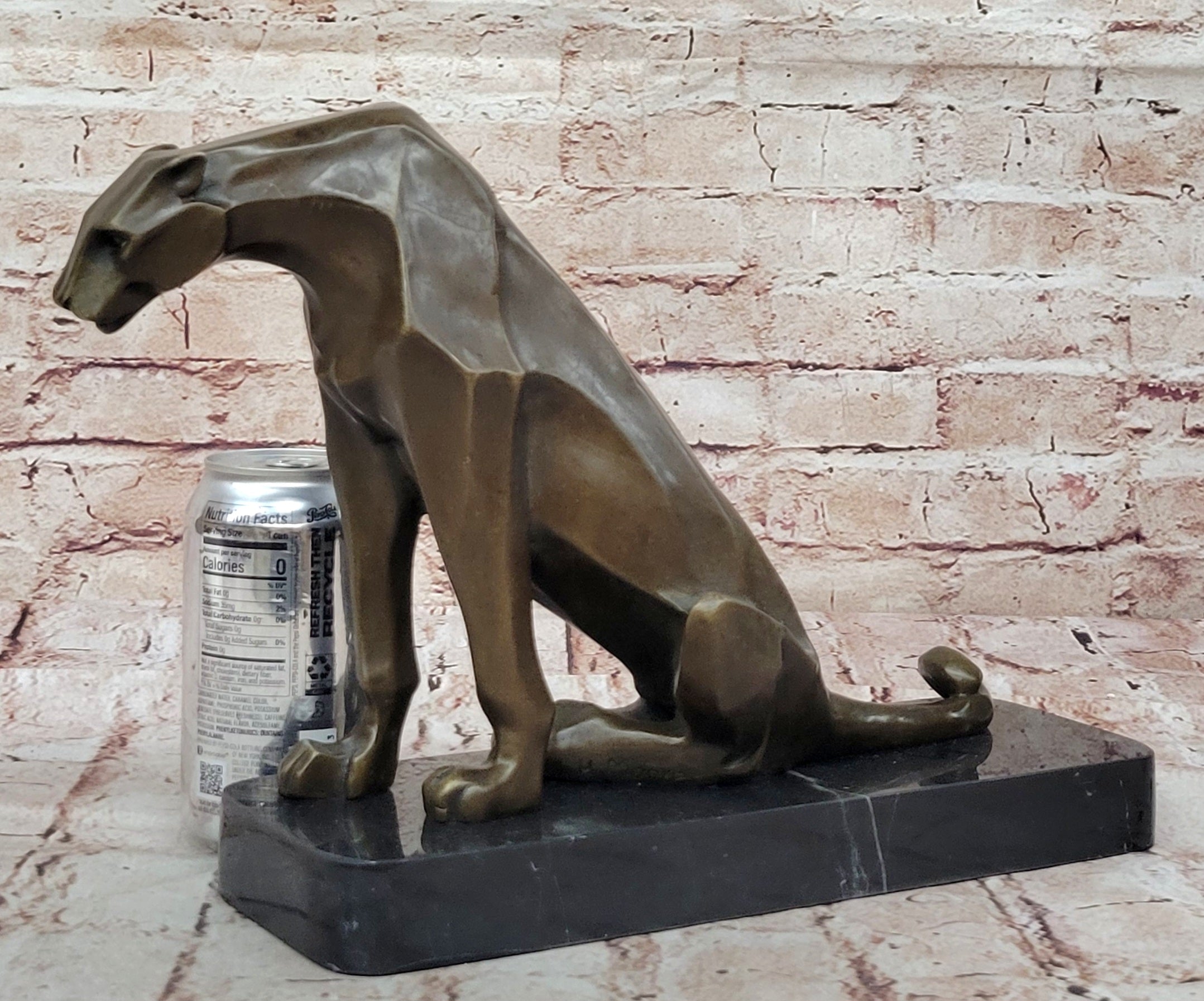 Handcrafted Modern Abstract Jaguar by Henry Moore Bronze Sculpture Statue Figuri