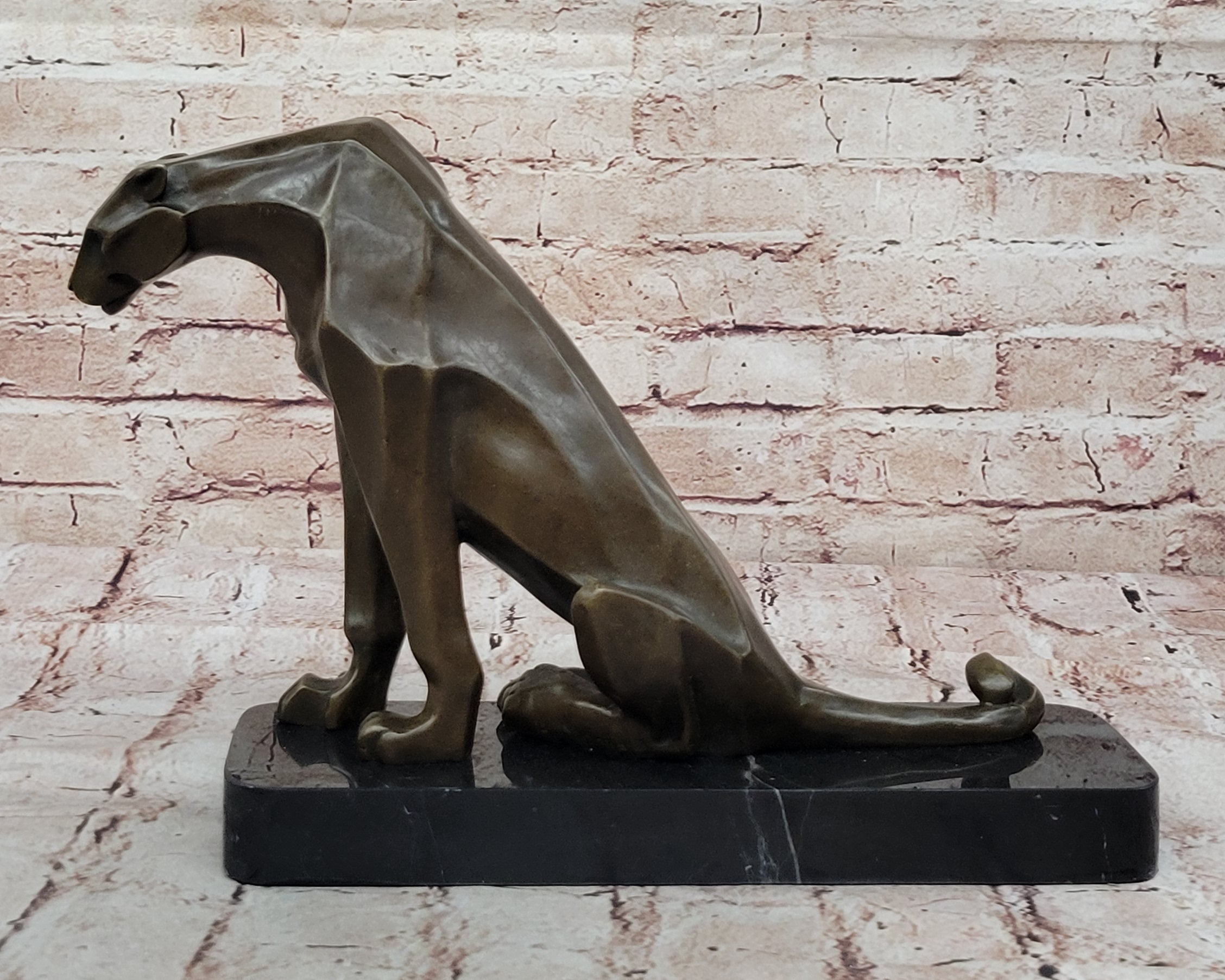 Handcrafted Modern Abstract Jaguar by Henry Moore Bronze Sculpture Statue Figuri