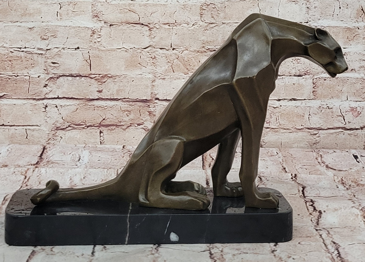 Handcrafted Modern Abstract Jaguar by Henry Moore Bronze Sculpture Statue Figuri