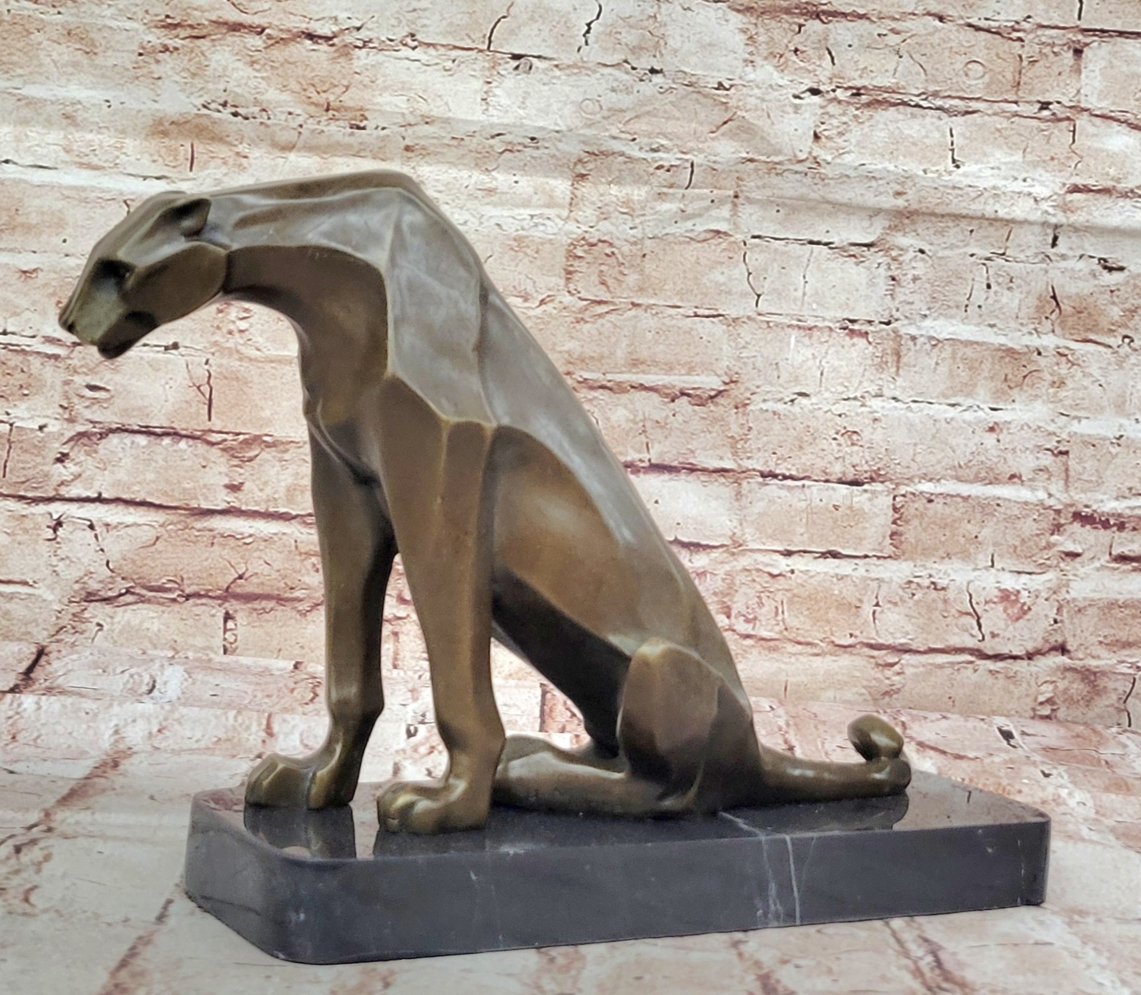 Handcrafted Modern Abstract Jaguar by Henry Moore Bronze Sculpture Statue Figuri