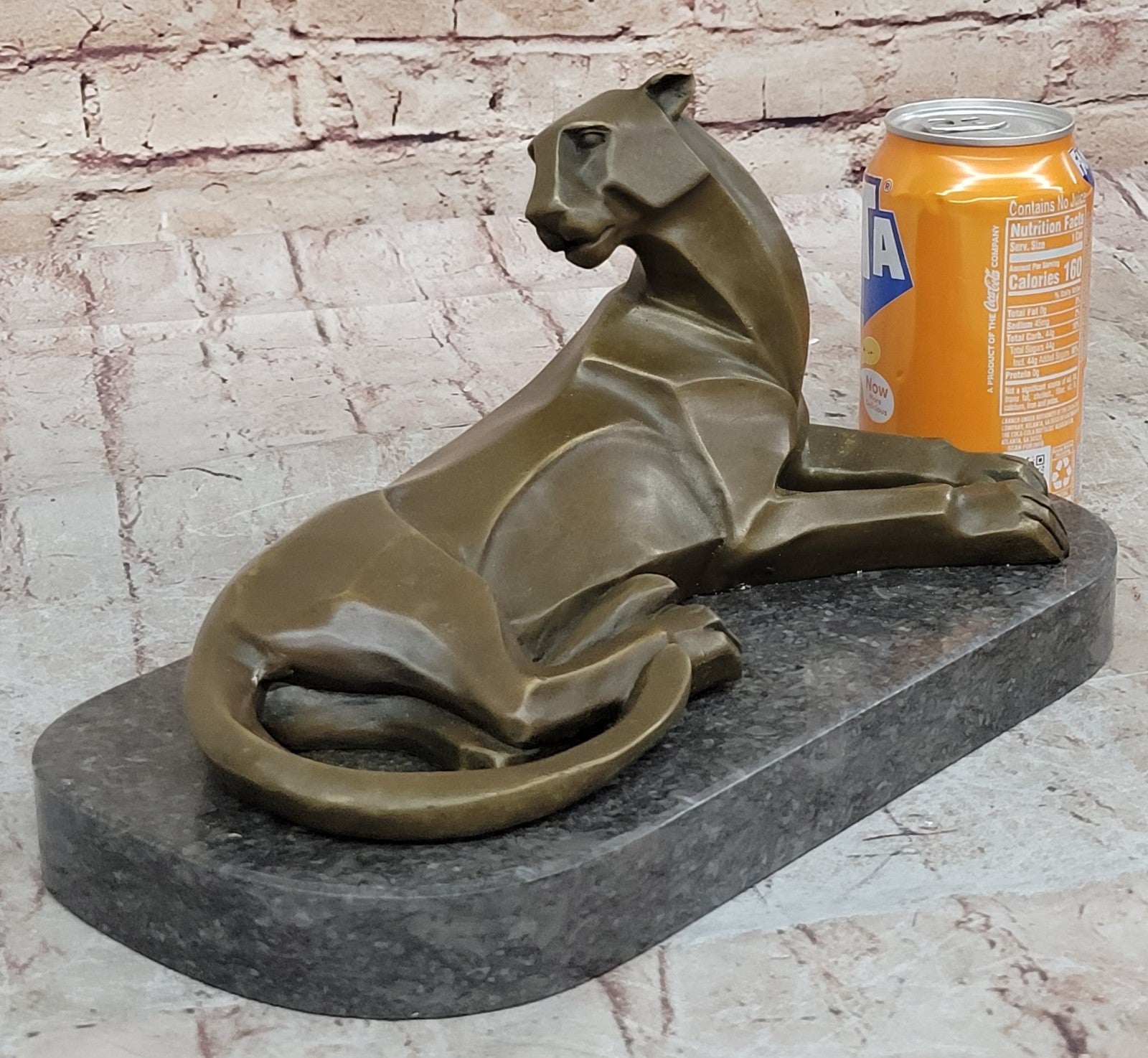 Bronze Sculpture Cougar Lion Abstract Modern Art by H. Moore Hand Made Statue