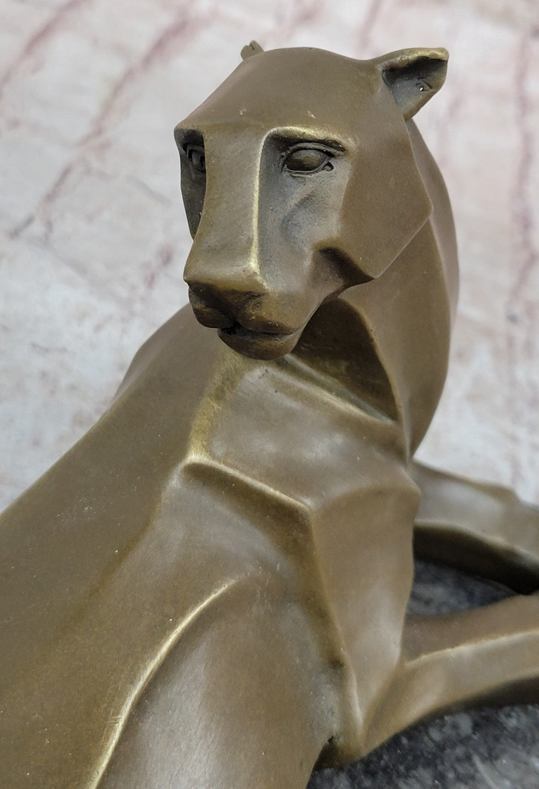 Bronze Sculpture Cougar Lion Abstract Modern Art by H. Moore Hand Made Statue