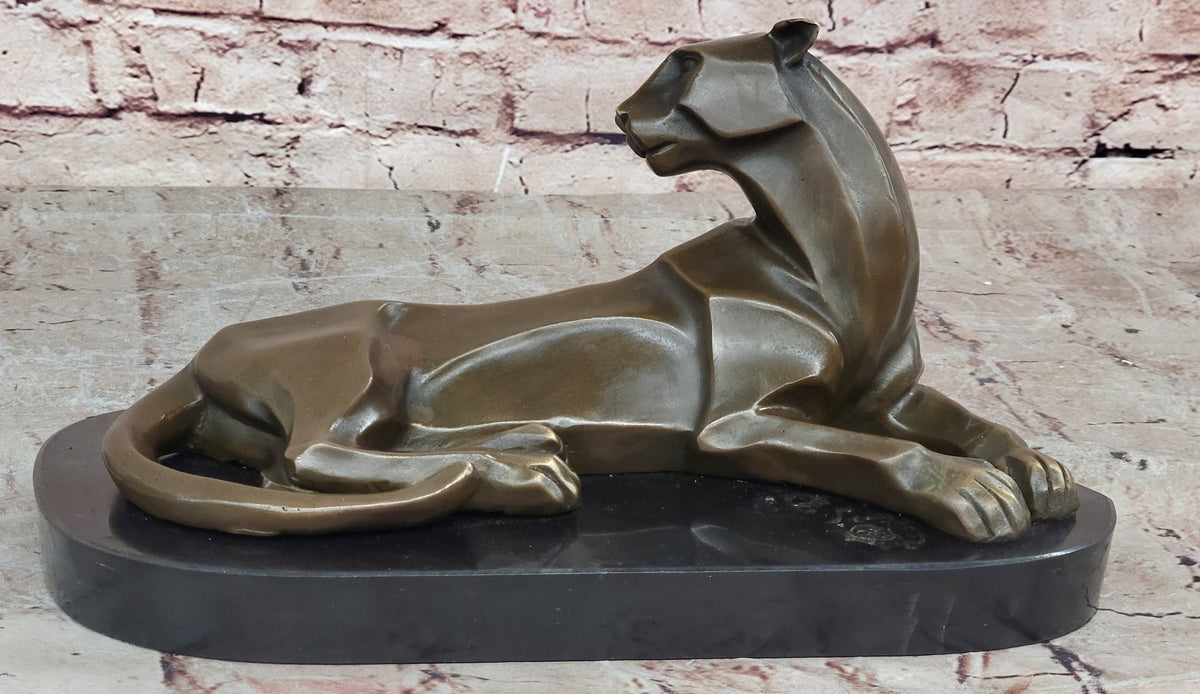 Bronze Sculpture Cougar Lion Abstract Modern Art by H. Moore Hand Made Statue