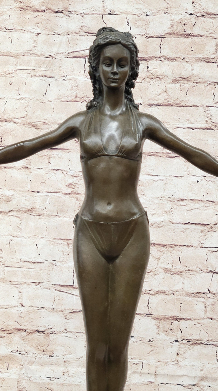 Handcrafted Chiparus Bronze Sculpture: Woman Diver on Rock, Signed Artwork