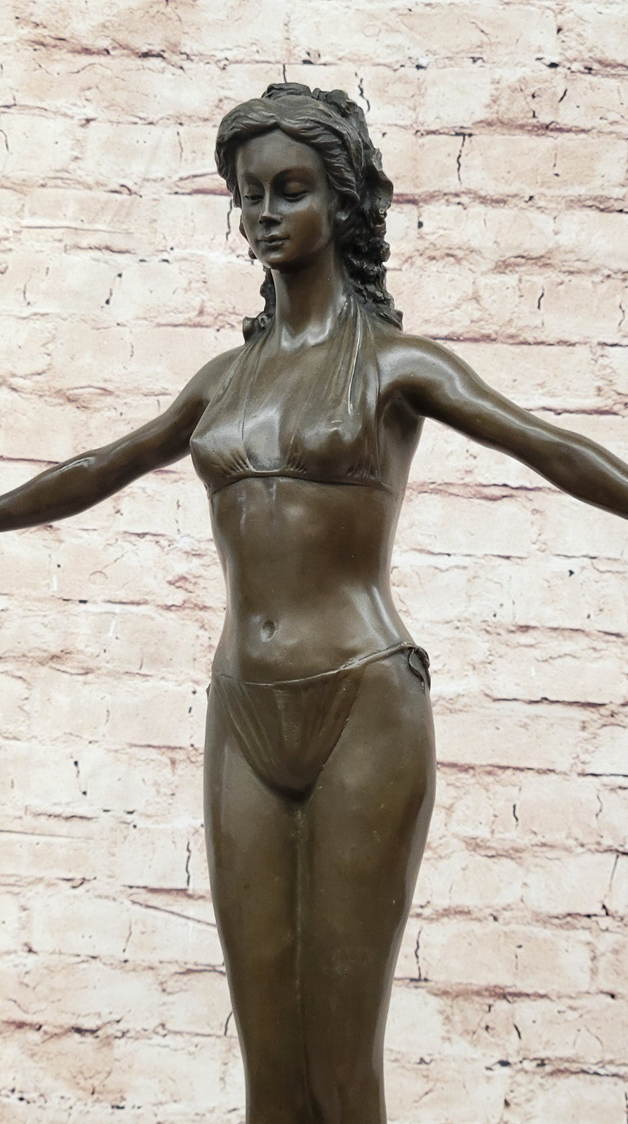 Handcrafted Chiparus Bronze Sculpture: Woman Diver on Rock, Signed Artwork