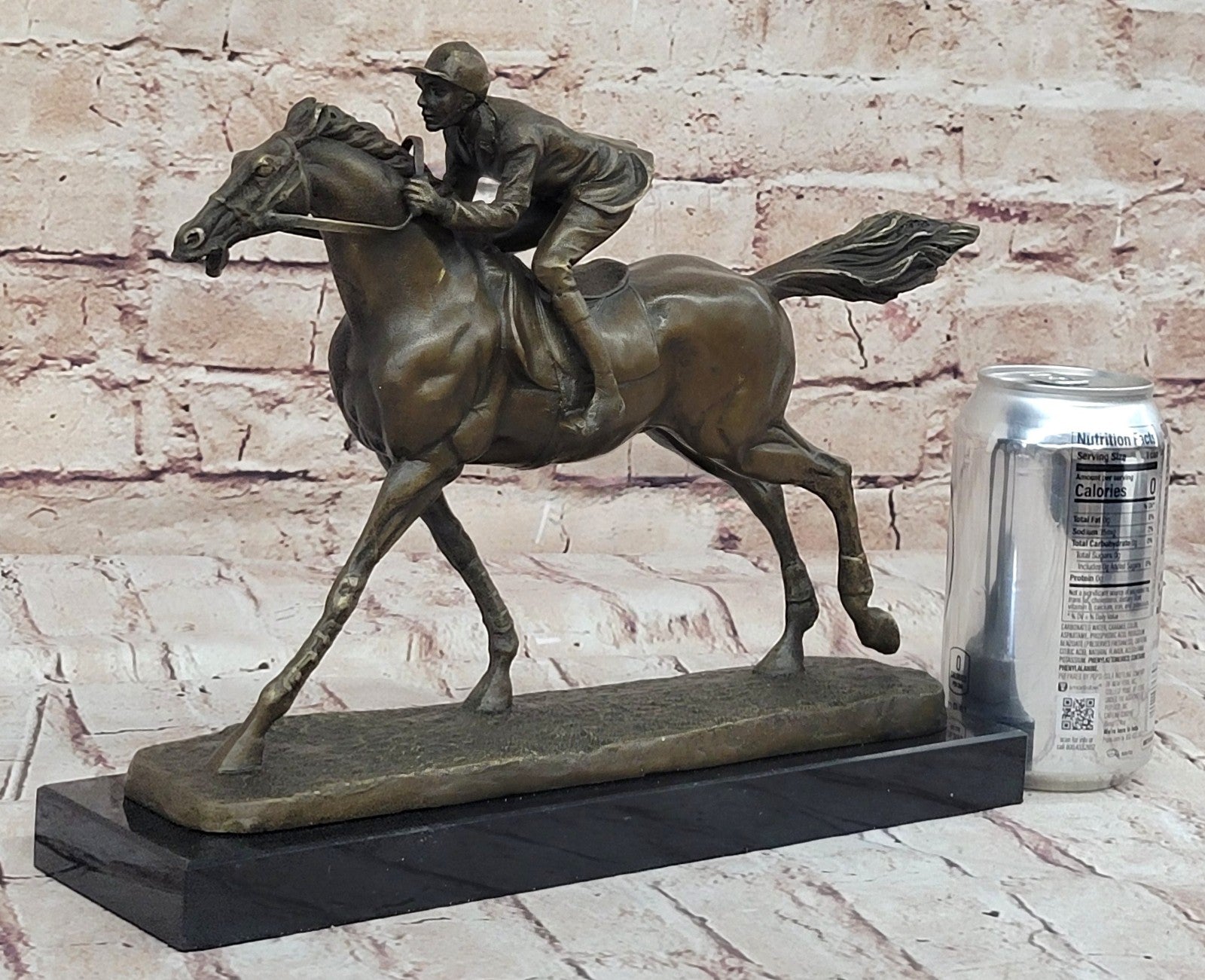 Bronze Sculpture Great Detail a Jockey and Thoroughbred Horse Hot Cast Decor Art