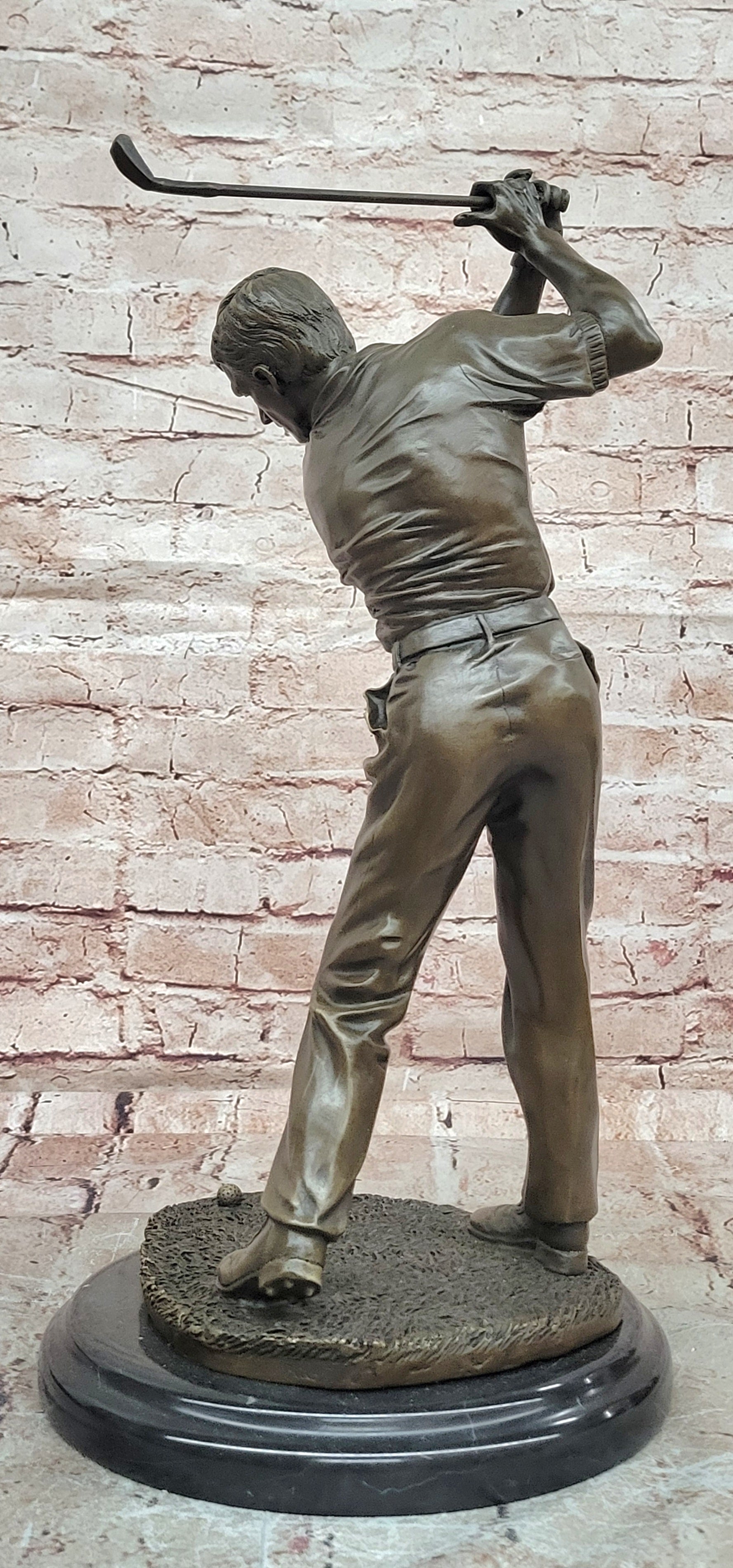 Hand Cast Milo Bronze Golfer Statue Golf Action Figurine Home Office Decor