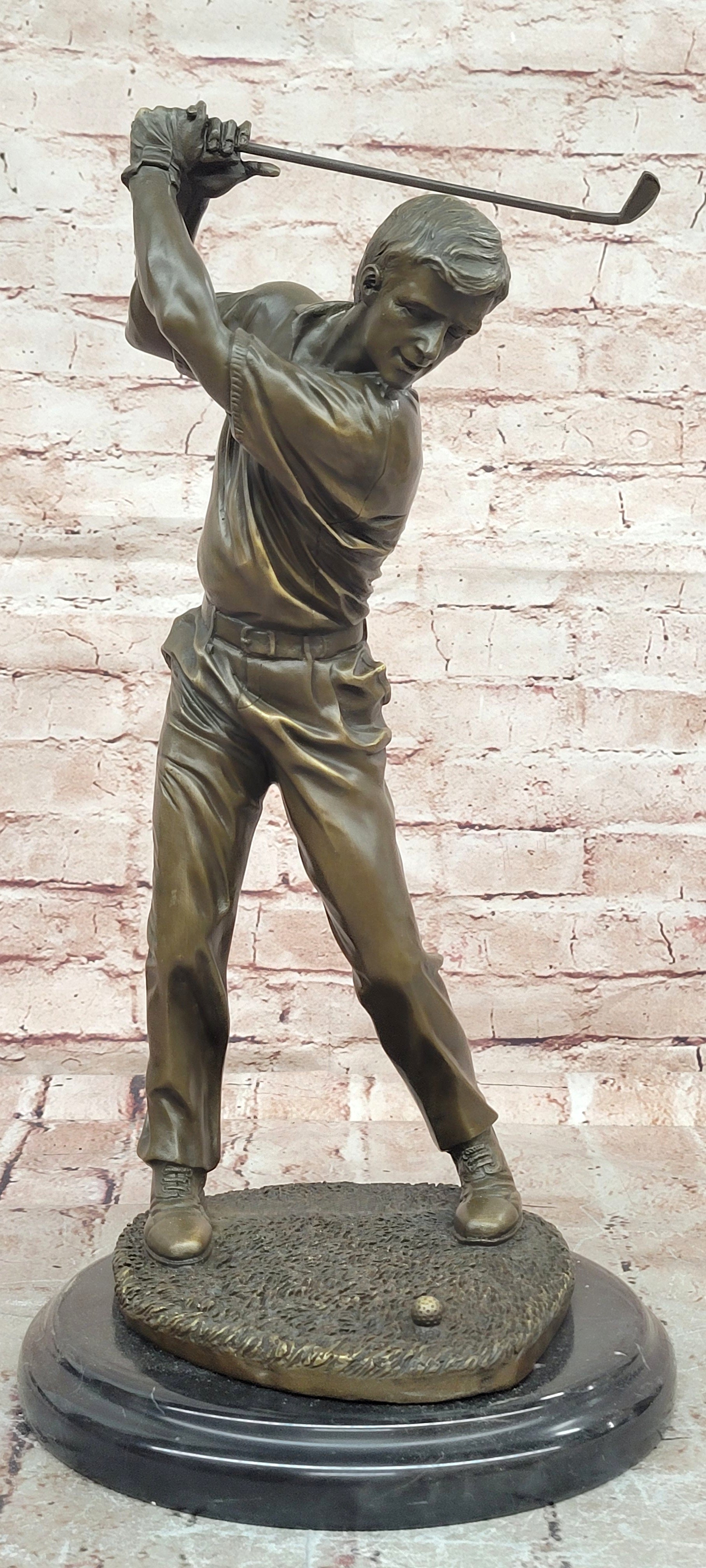 Hand Cast Milo Bronze Golfer Statue Golf Action Figurine Home Office Decor