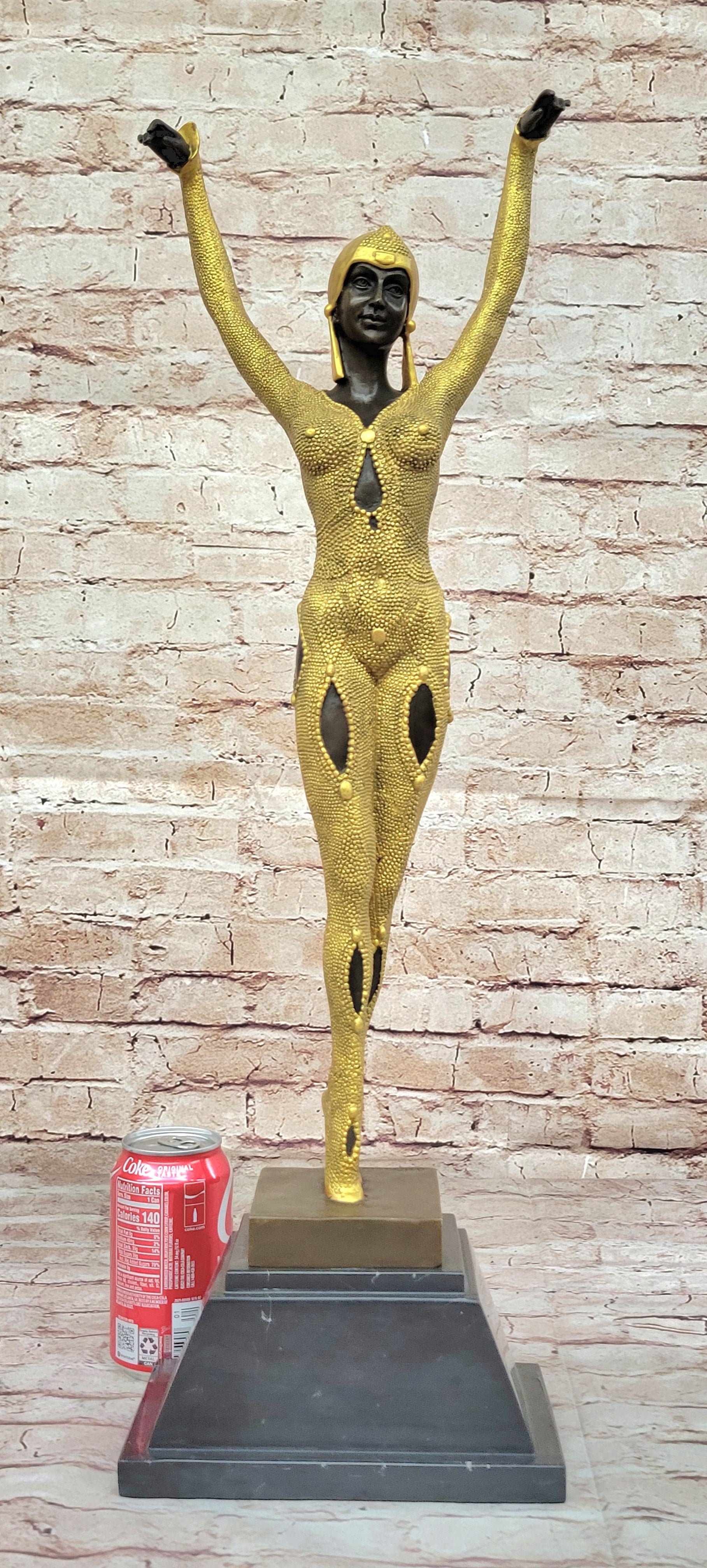 Chiparus Art Deco Bronze Skulptur Echtgold Applikationen signiert Figurine Decor