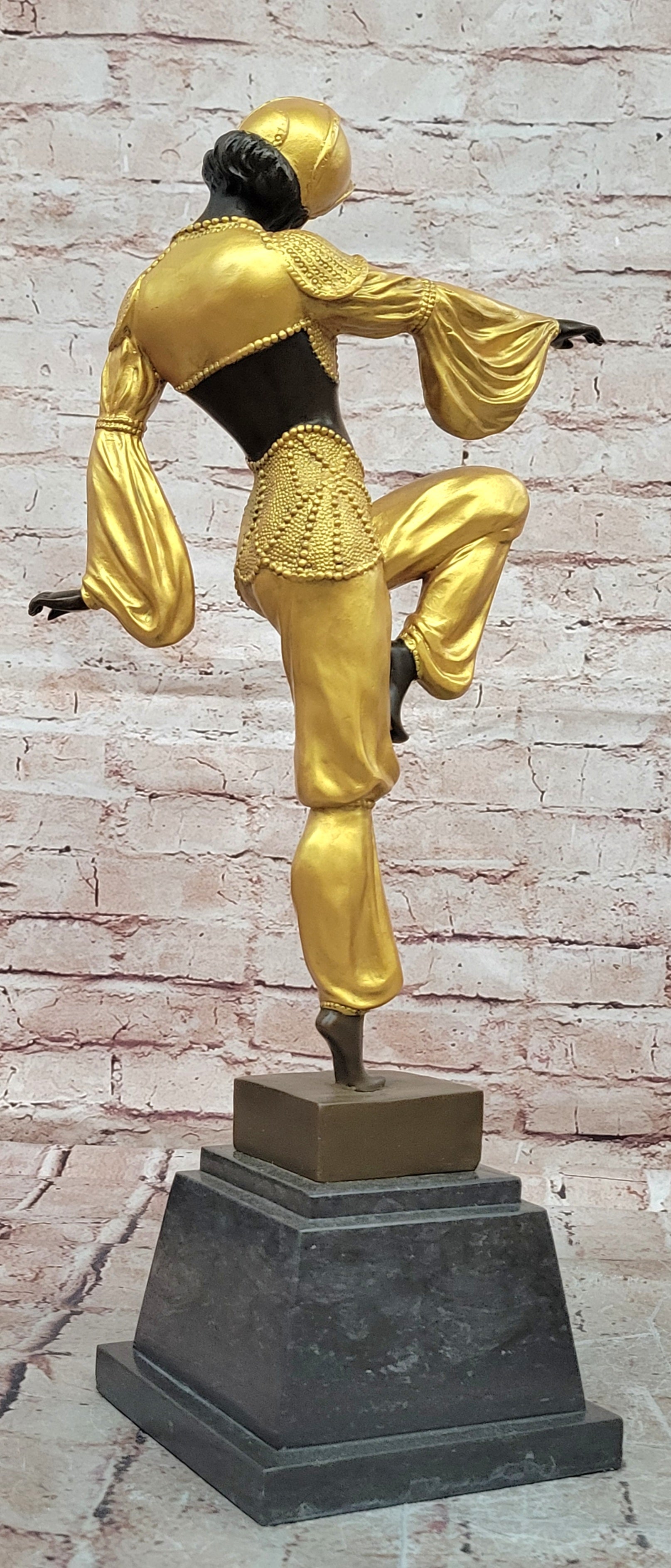Museum Quality Dancing Woman Bronze Statue Art Deco Marble Base