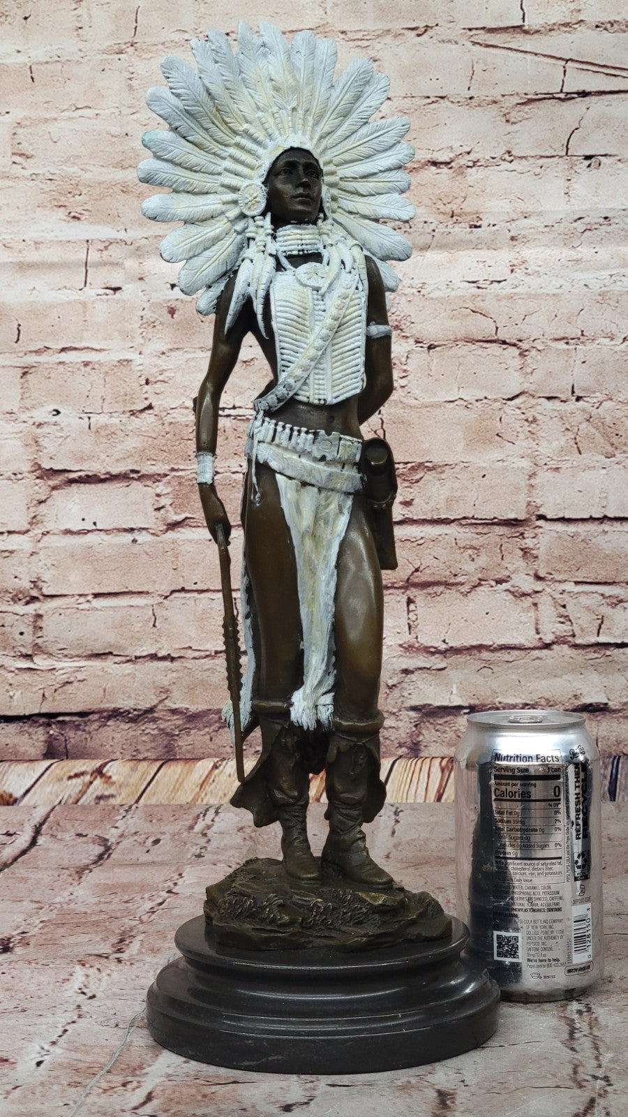 Signed Native American Indian Girl Bronze Sculpture Statue Figurine Home Decor