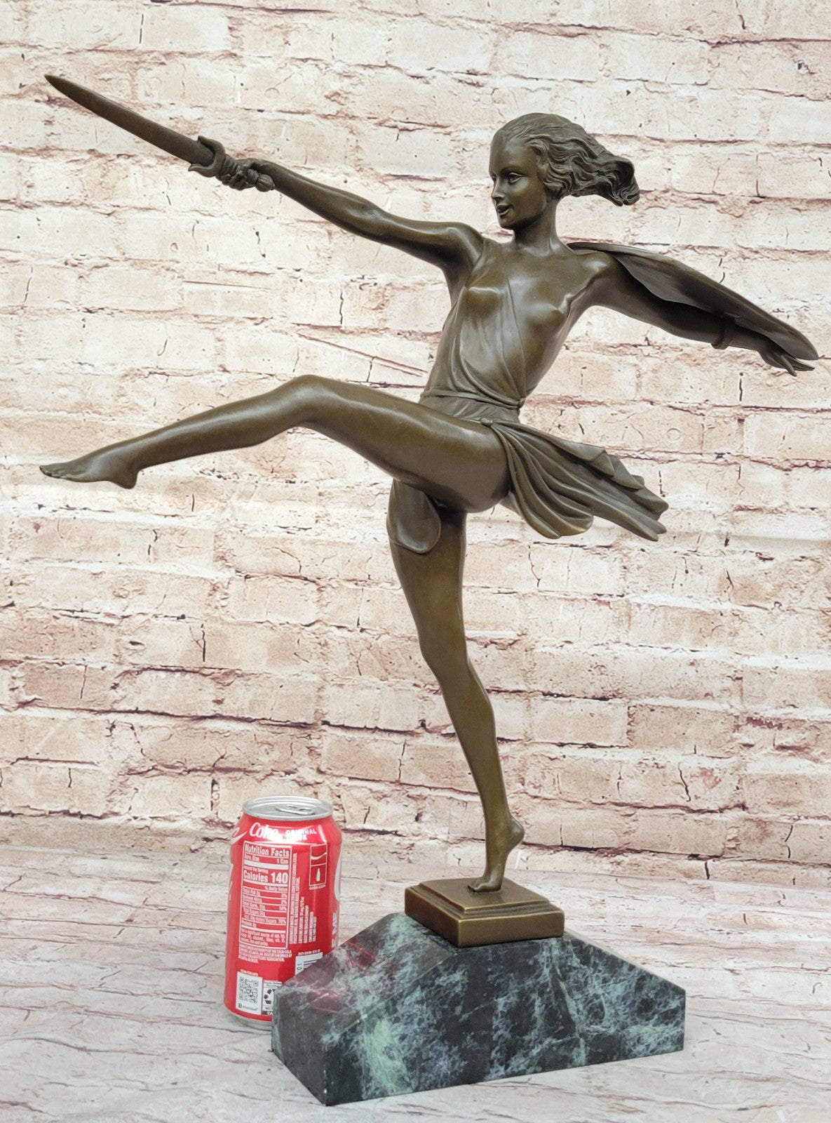 BRONZE ART DECO AMAZON SIGNED WOMAN GIRL FEMALE WARRIOR HOT CAST SCULPTURE SALE