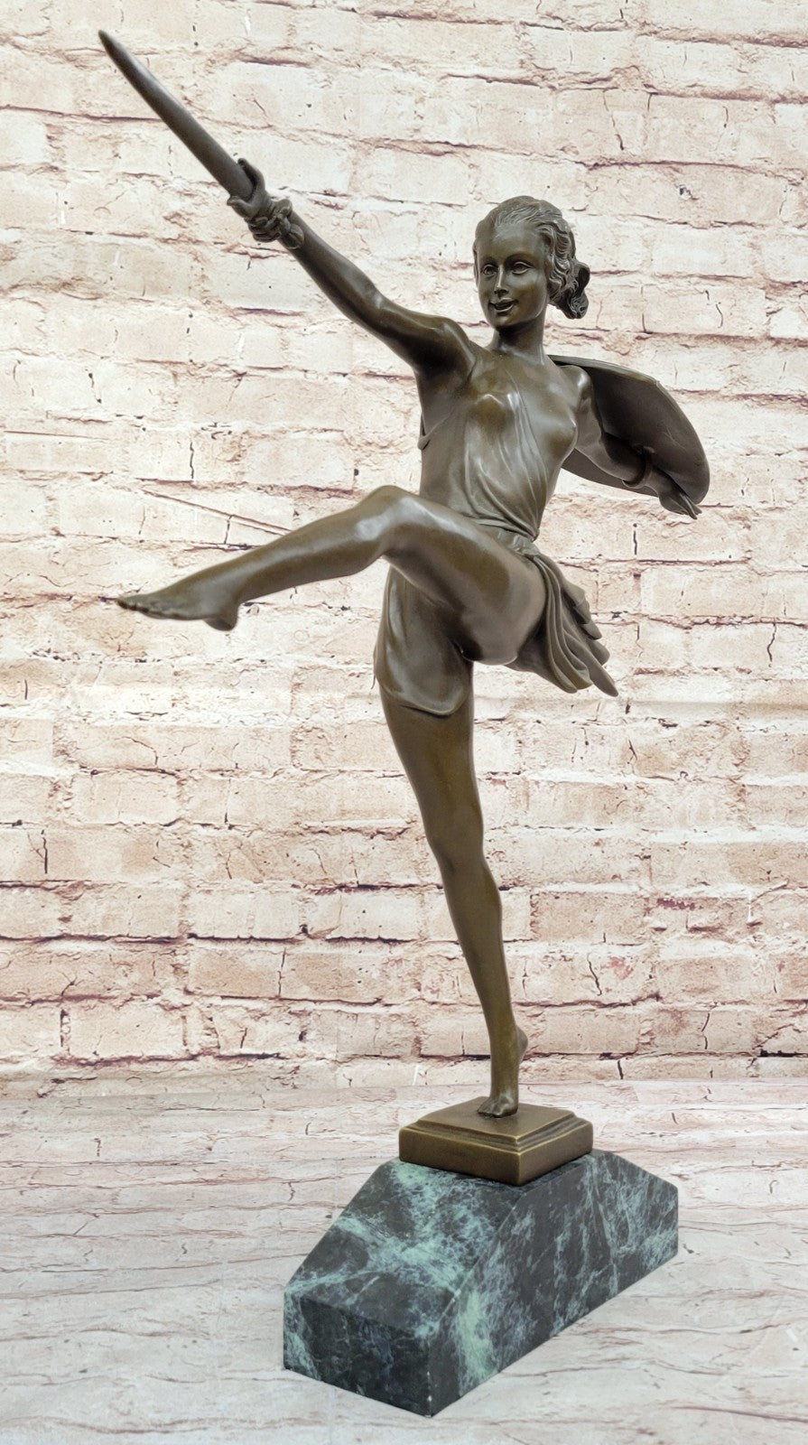 BRONZE ART DECO AMAZON SIGNED WOMAN GIRL FEMALE WARRIOR HOT CAST SCULPTURE SALE