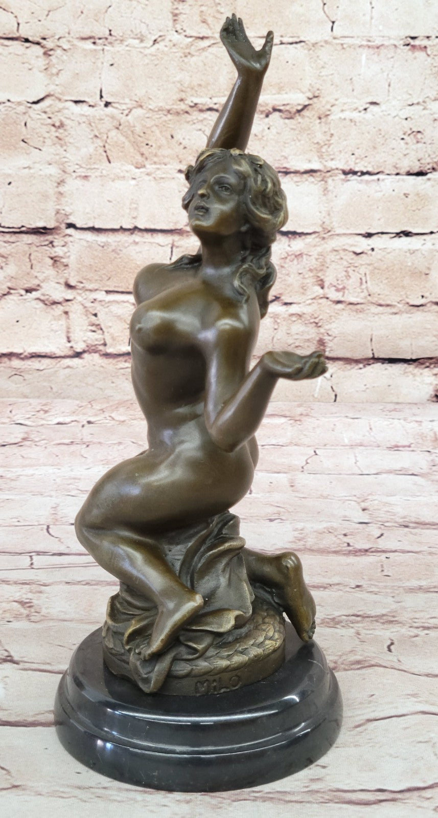 Original Bronze Nude Nymph Sculpture by Miguel Lopez: Collectible Erotic Art