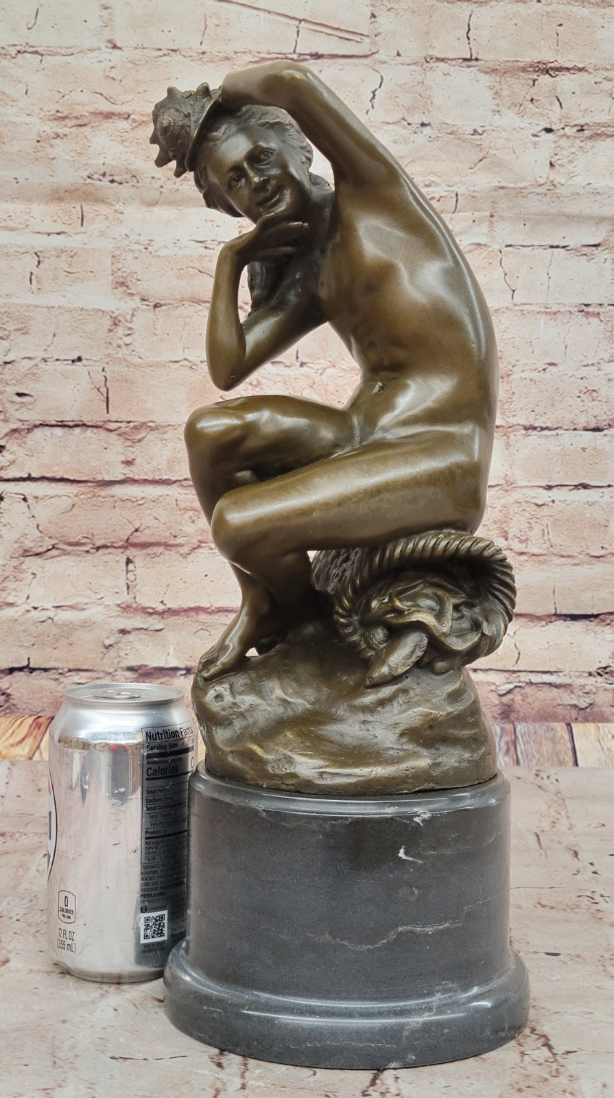 Hot Cast Nude Woman on Basket of Fish by Carpeaux - Detailed Bronze Sculpture Figurine