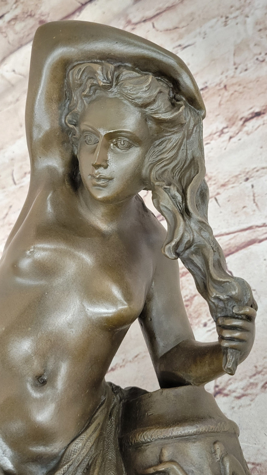 Handcrafted Bronze Statue: Nude Girl Washing Hair, Classic Artwork Decor