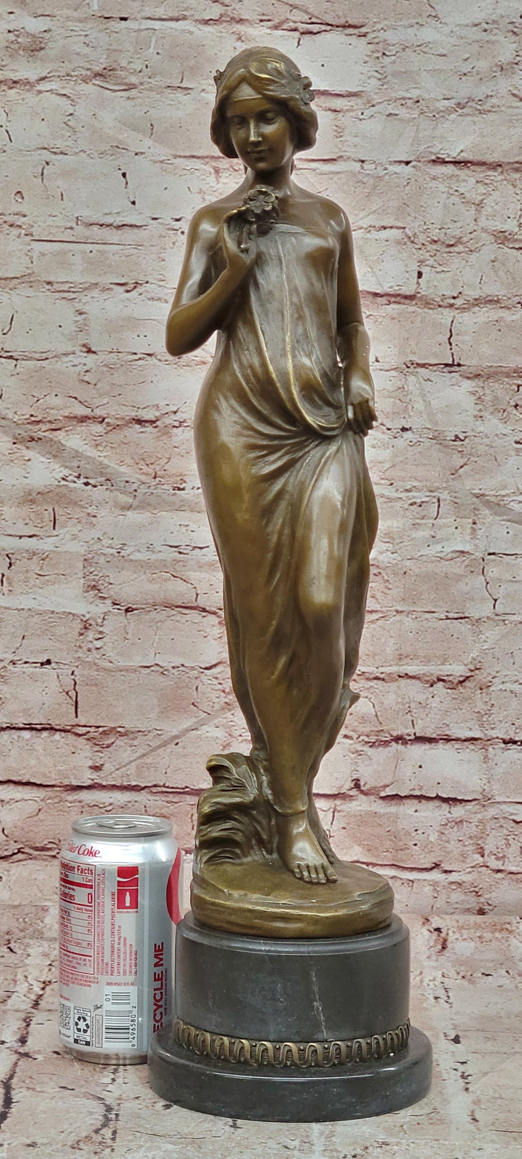 Pittaluga Bronze Lady Figurine Holding Flower Collectible Museum Quality Statue
