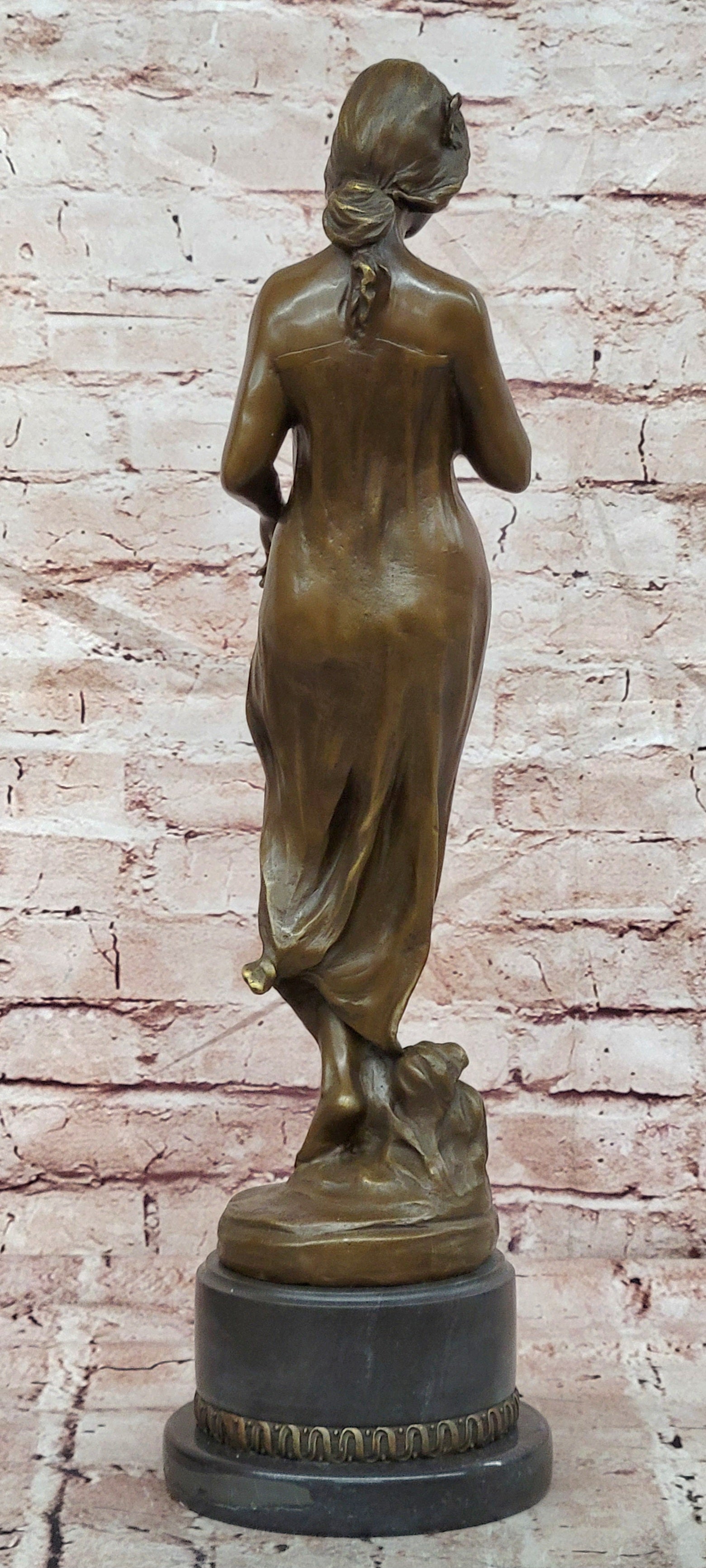 Pittaluga Bronze Lady Figurine Holding Flower Collectible Museum Quality Statue