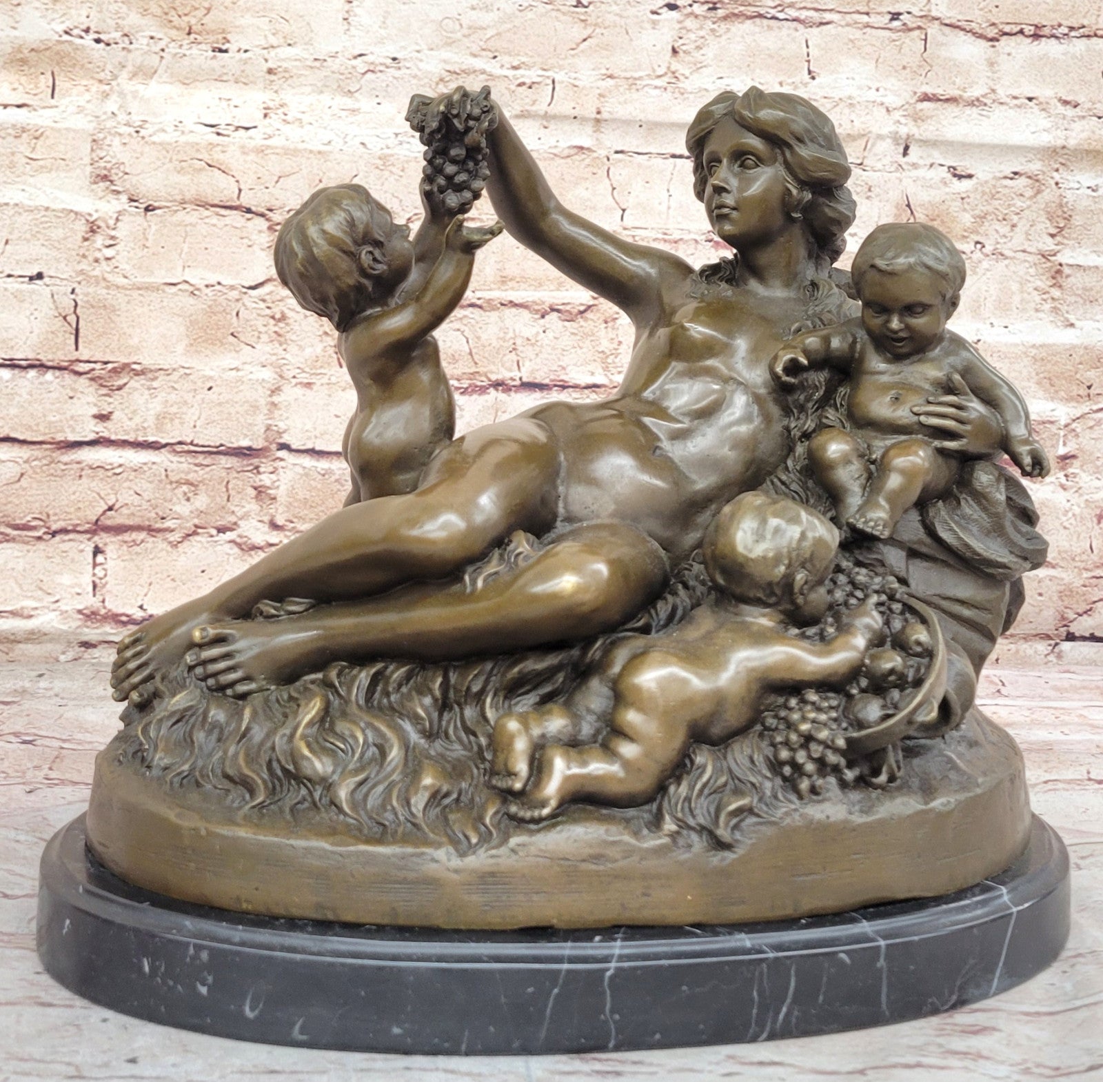 Carrier Belleuse Bronze Sculpture: Mother and Children Statue by Lost Wax Method