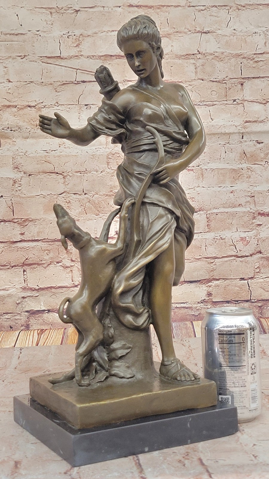 Handmade Bronze Diana the Huntress with Dog - Lost Wax Method Statue SALE