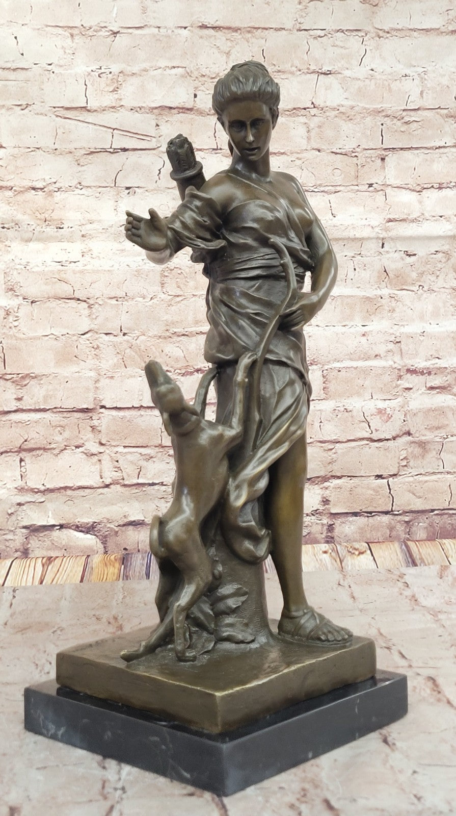 Handmade Bronze Diana the Huntress with Dog - Lost Wax Method Statue SALE