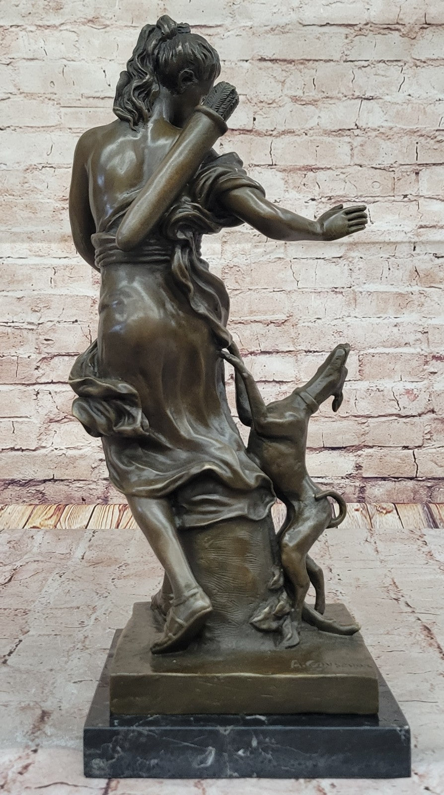 Handmade Bronze Diana the Huntress with Dog - Lost Wax Method Statue SALE