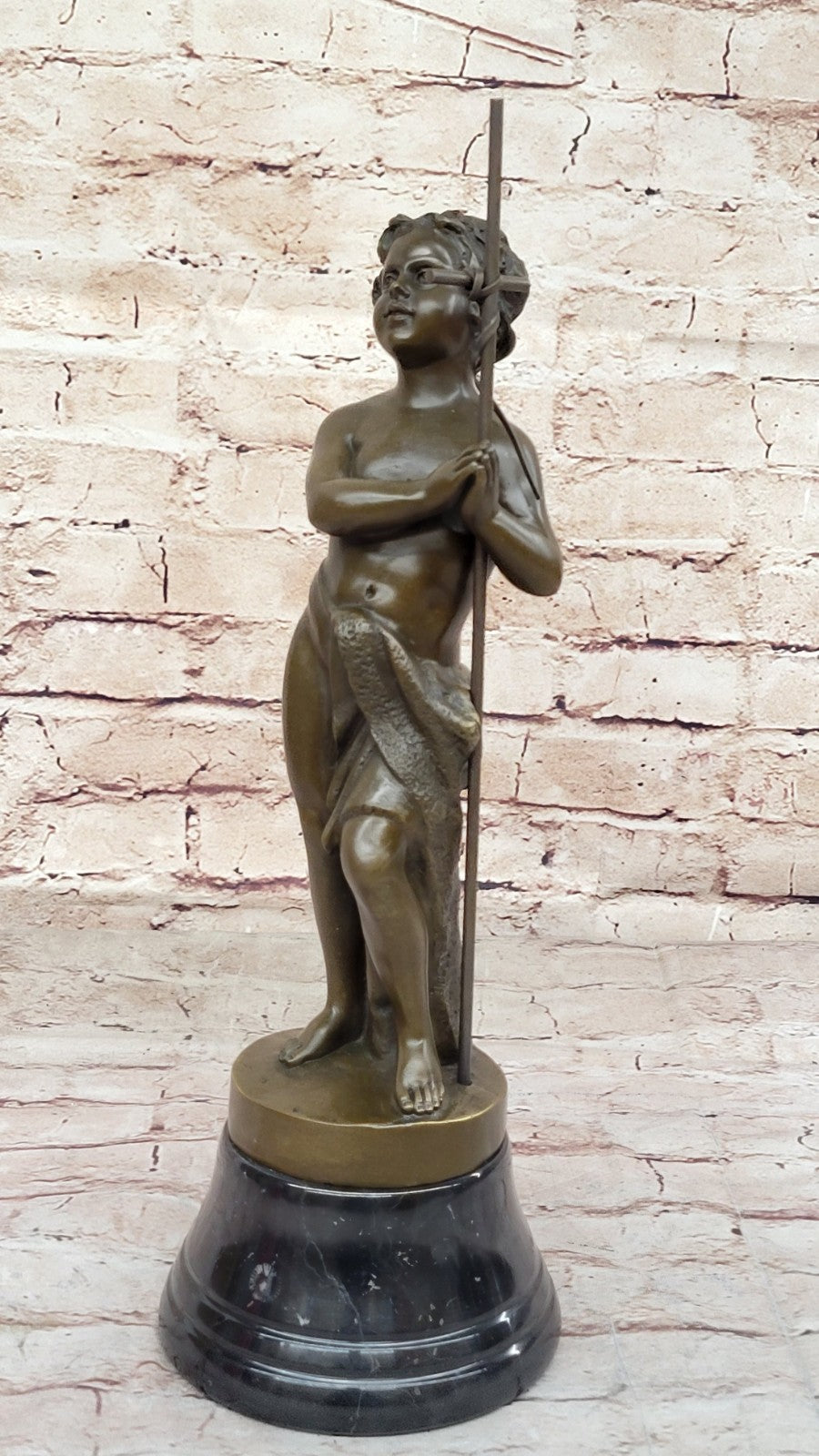 Handcrafted bronze sculpture SALE Nude Hand Praying Boy Belleuse Carrier Sign